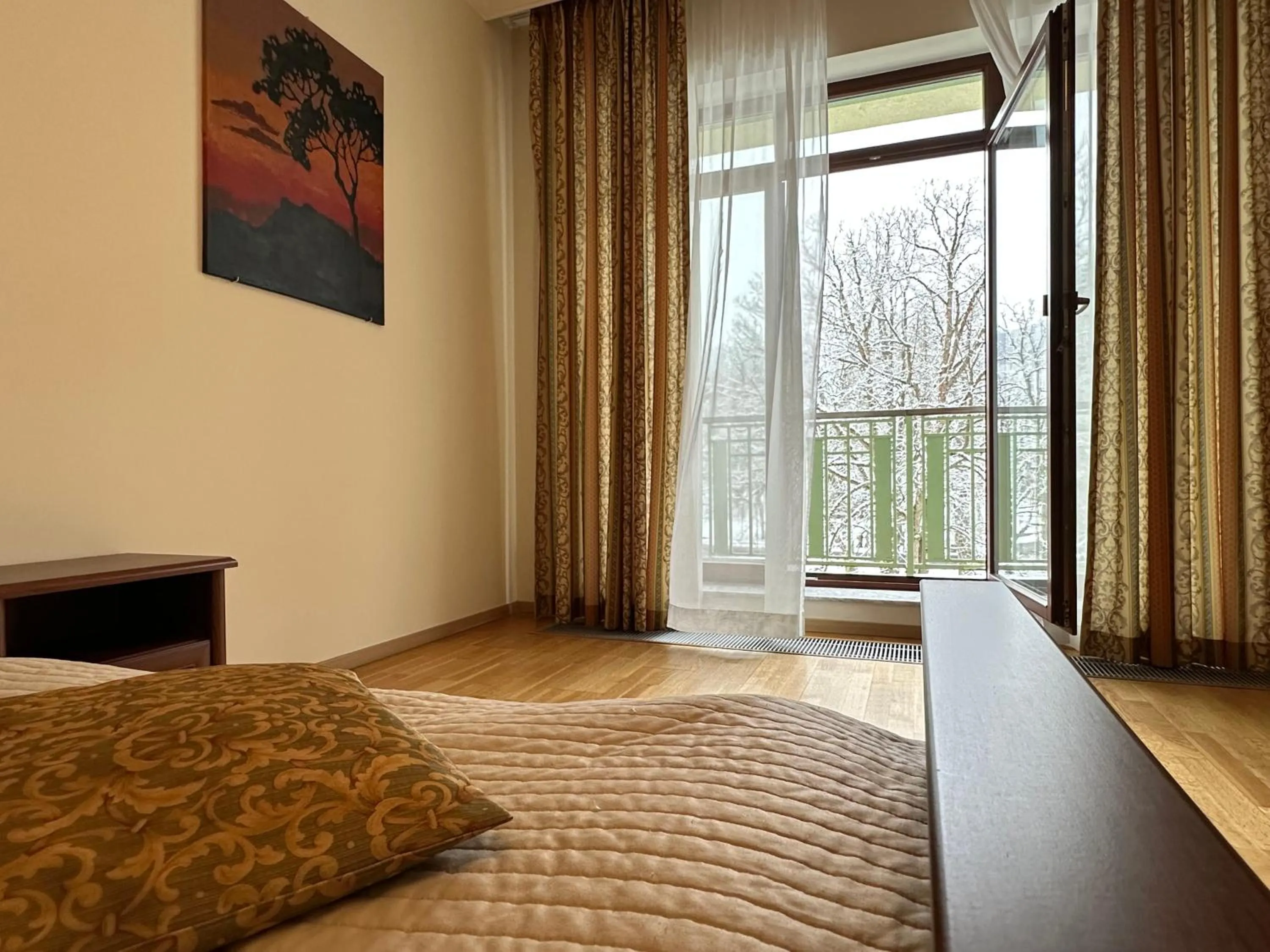 Bed in Slunecni Lazne Apartments