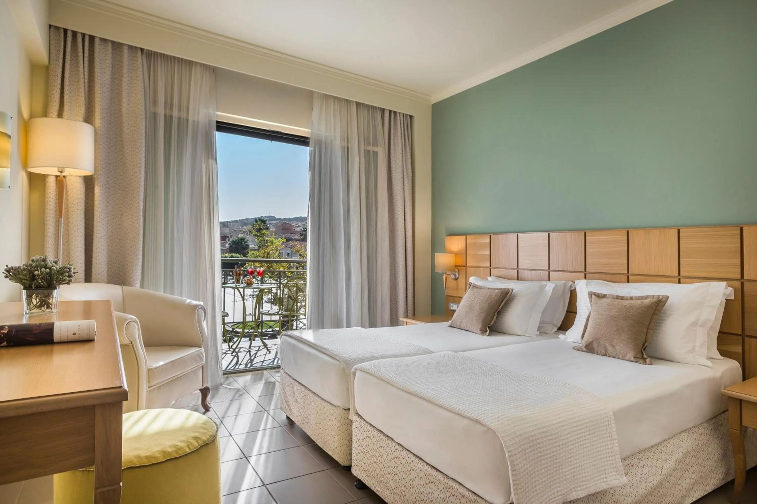 Bed in Ionian Plaza Hotel & Spa