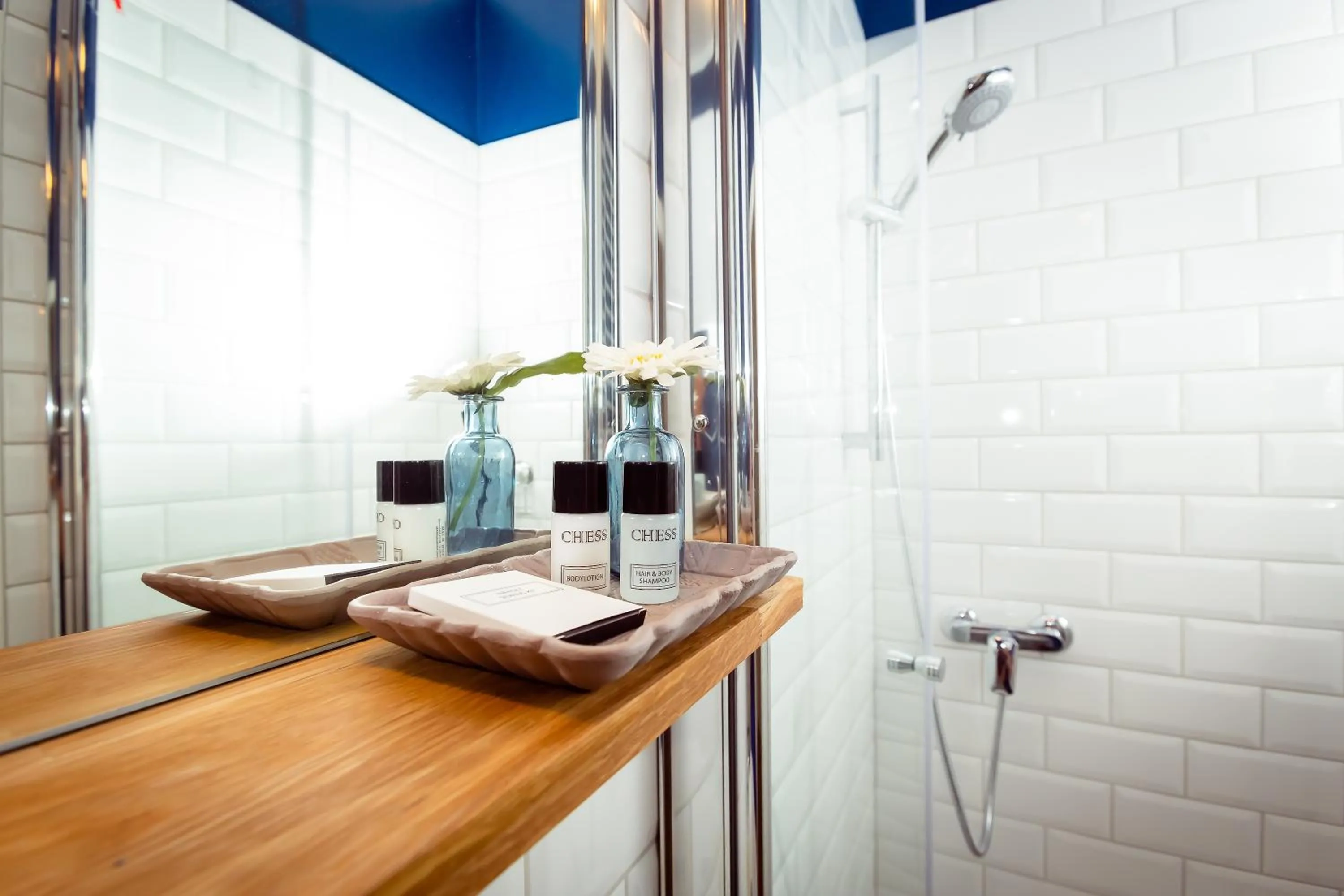 Shower in Ferienwohnung Gründerhaus