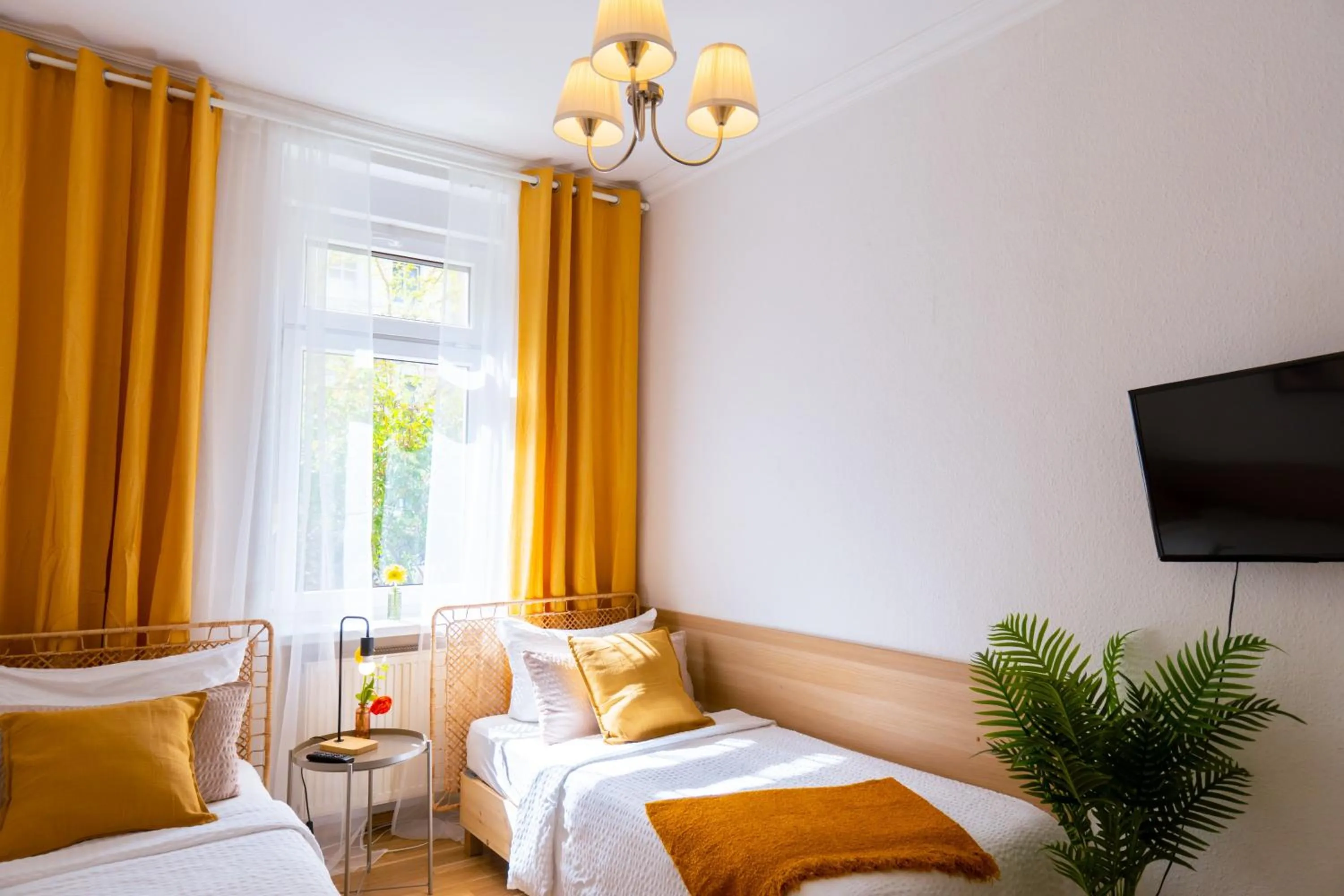 Bed in Ferienwohnung Gründerhaus