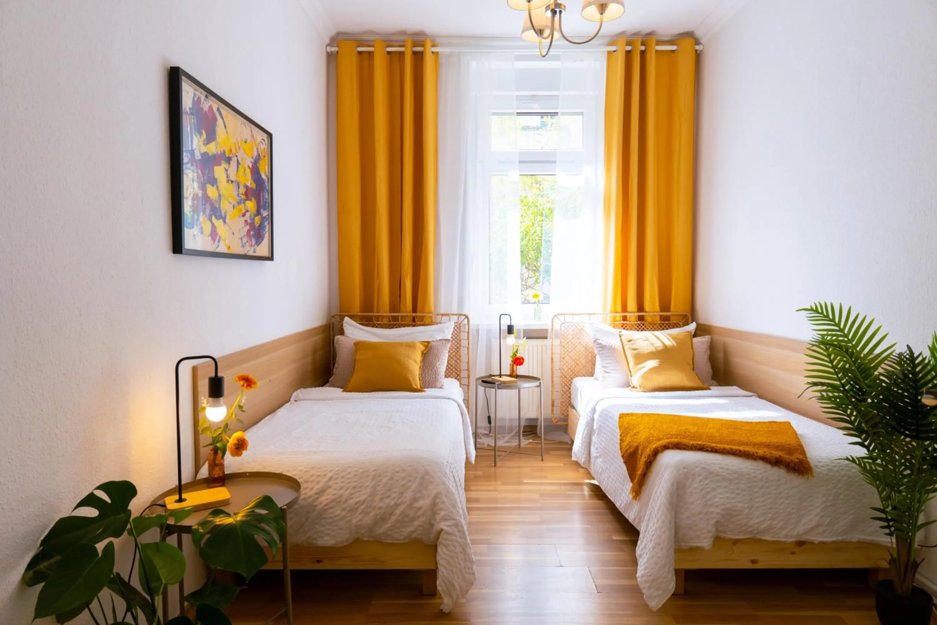 Bed in Ferienwohnung Gründerhaus