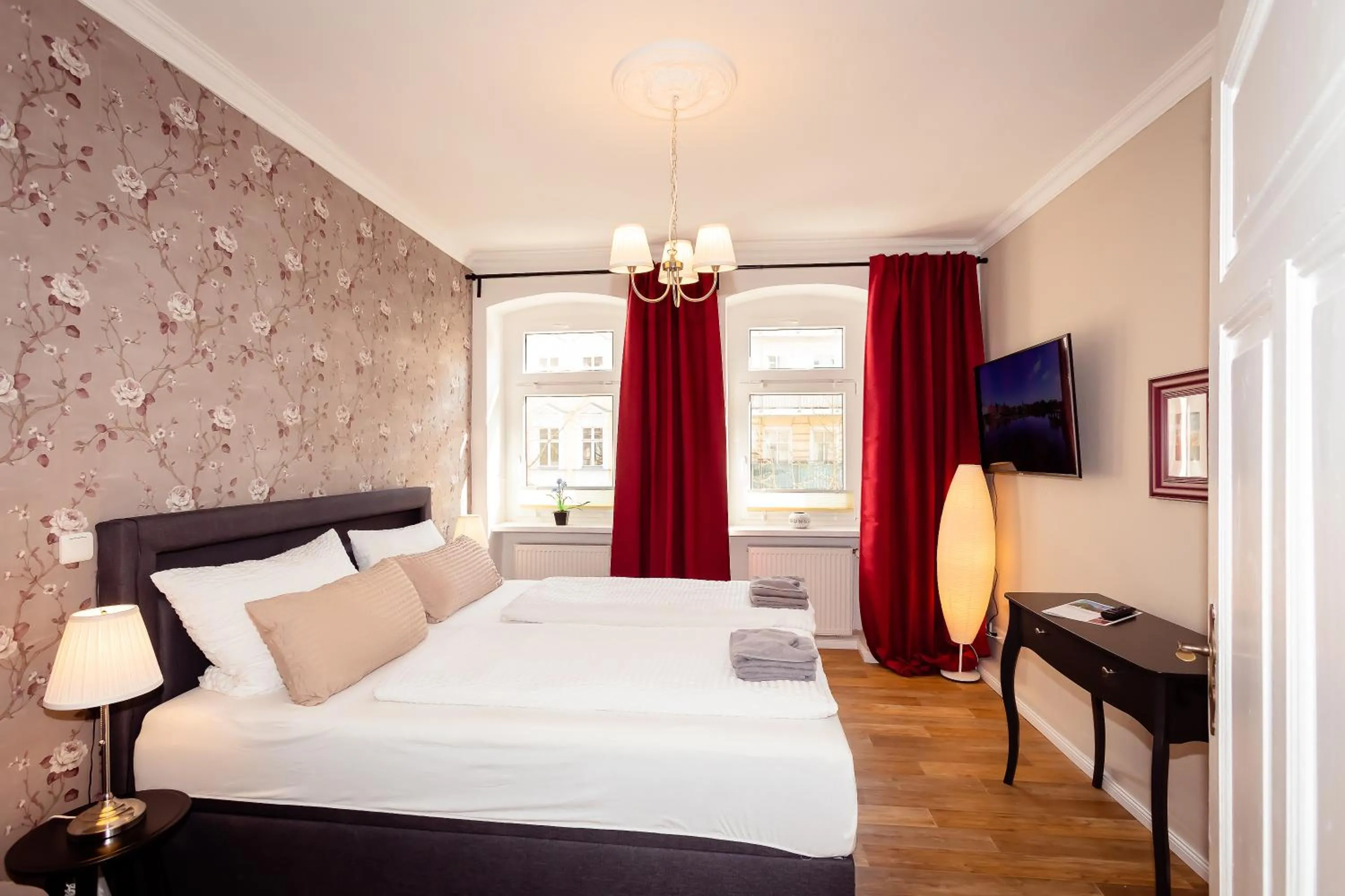 Bed in Ferienwohnung Gründerhaus