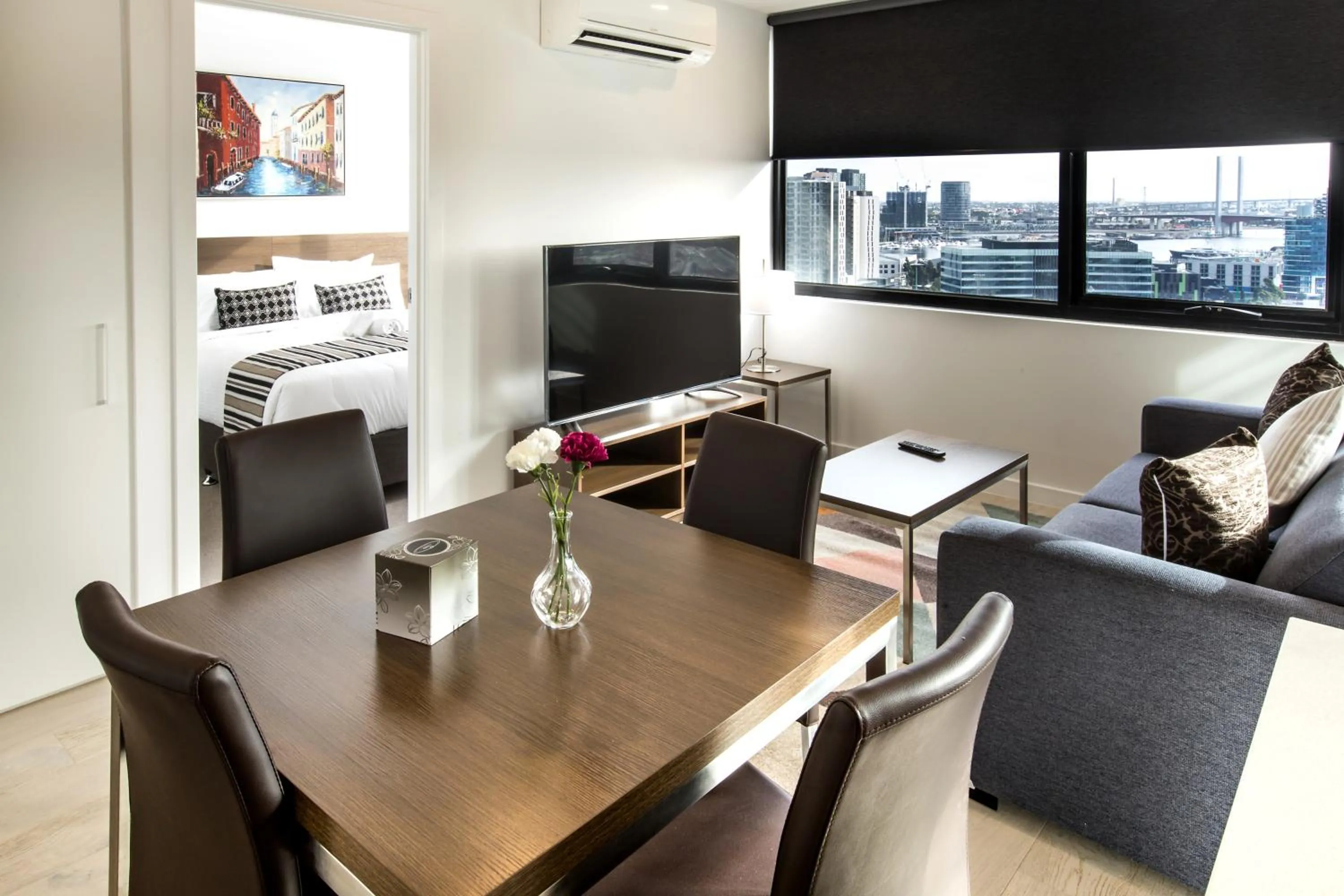 Living room in Spencer Street Apartments