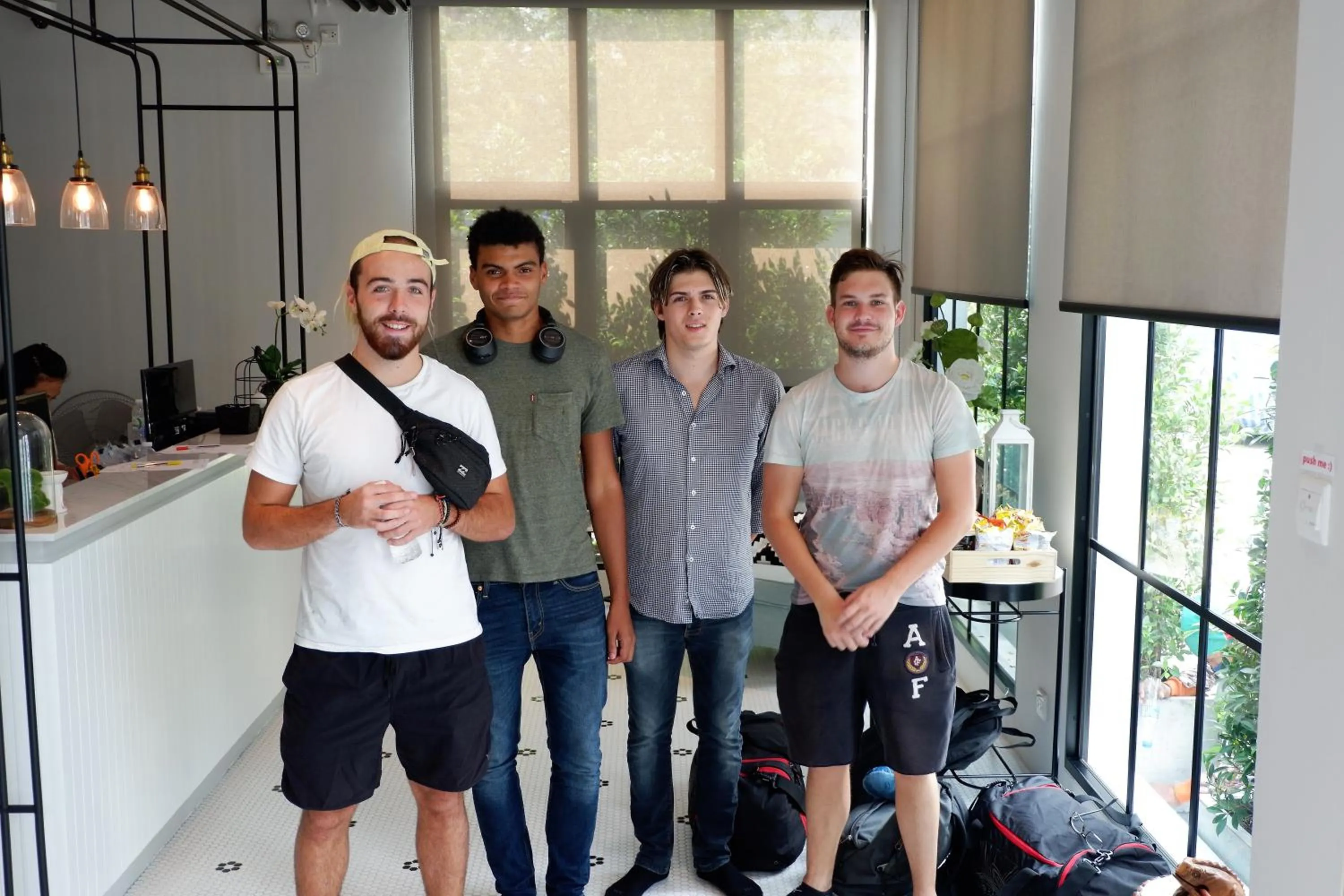 group of guests in Bedspread Hostel