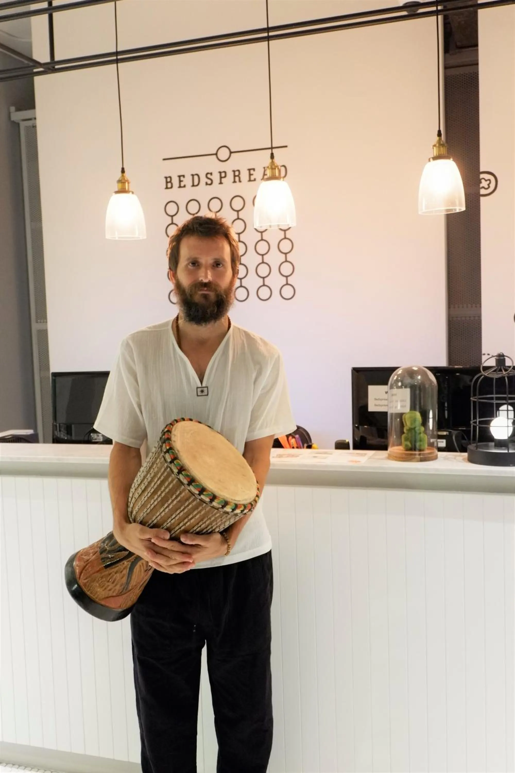 group of guests in Bedspread Hostel
