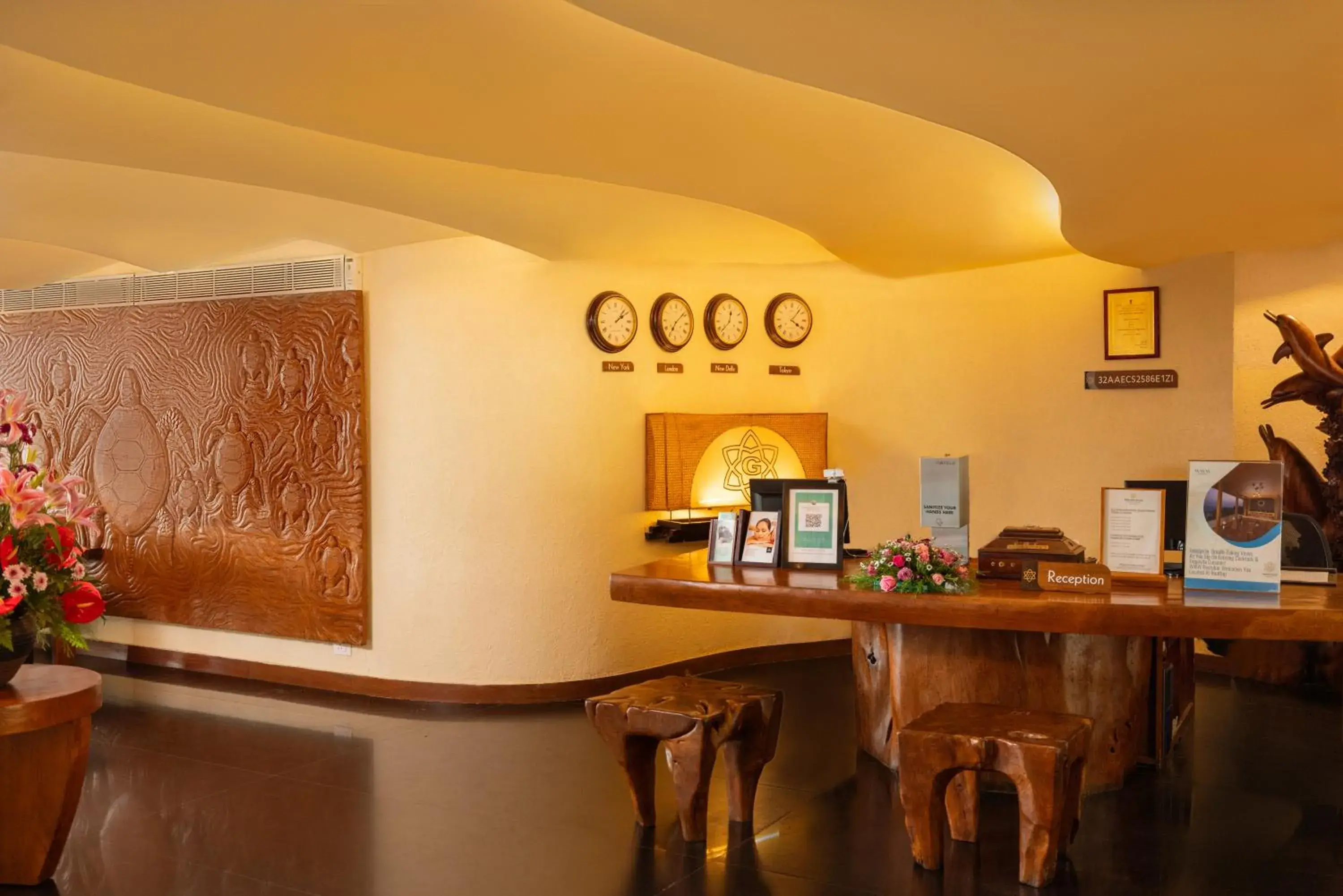 Lobby or reception in Gokulam Grand Turtle On The Beach Lobby or reception in Gokulam Grand Turtle On The Beach