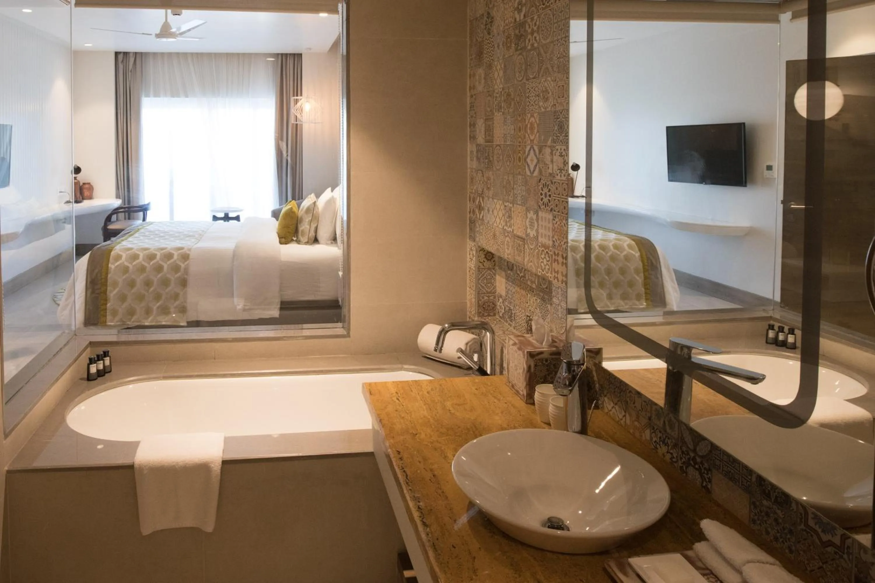 Bathroom, Bed in The Park Baga River Goa - Adults only Property