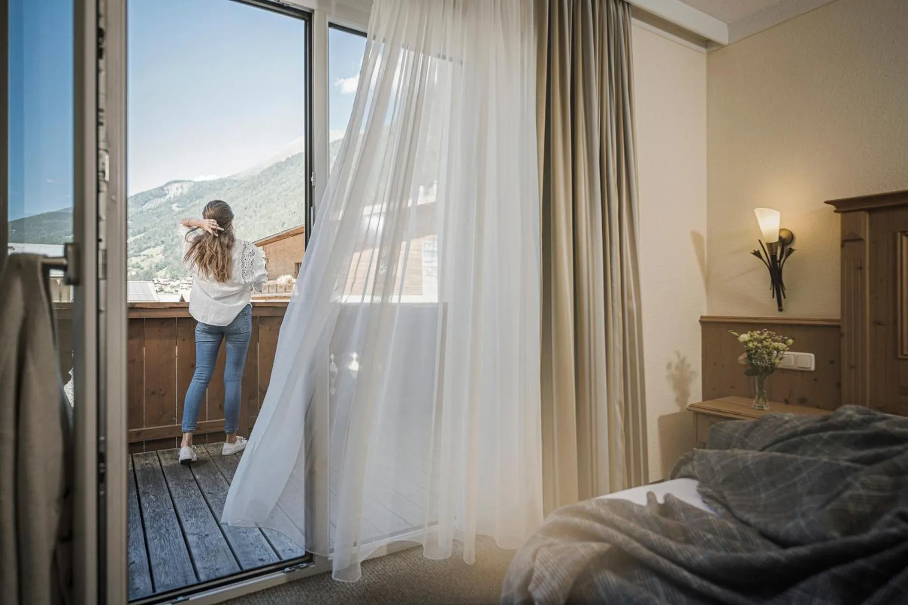 View (from property/room), Bed in Hotel Lenz