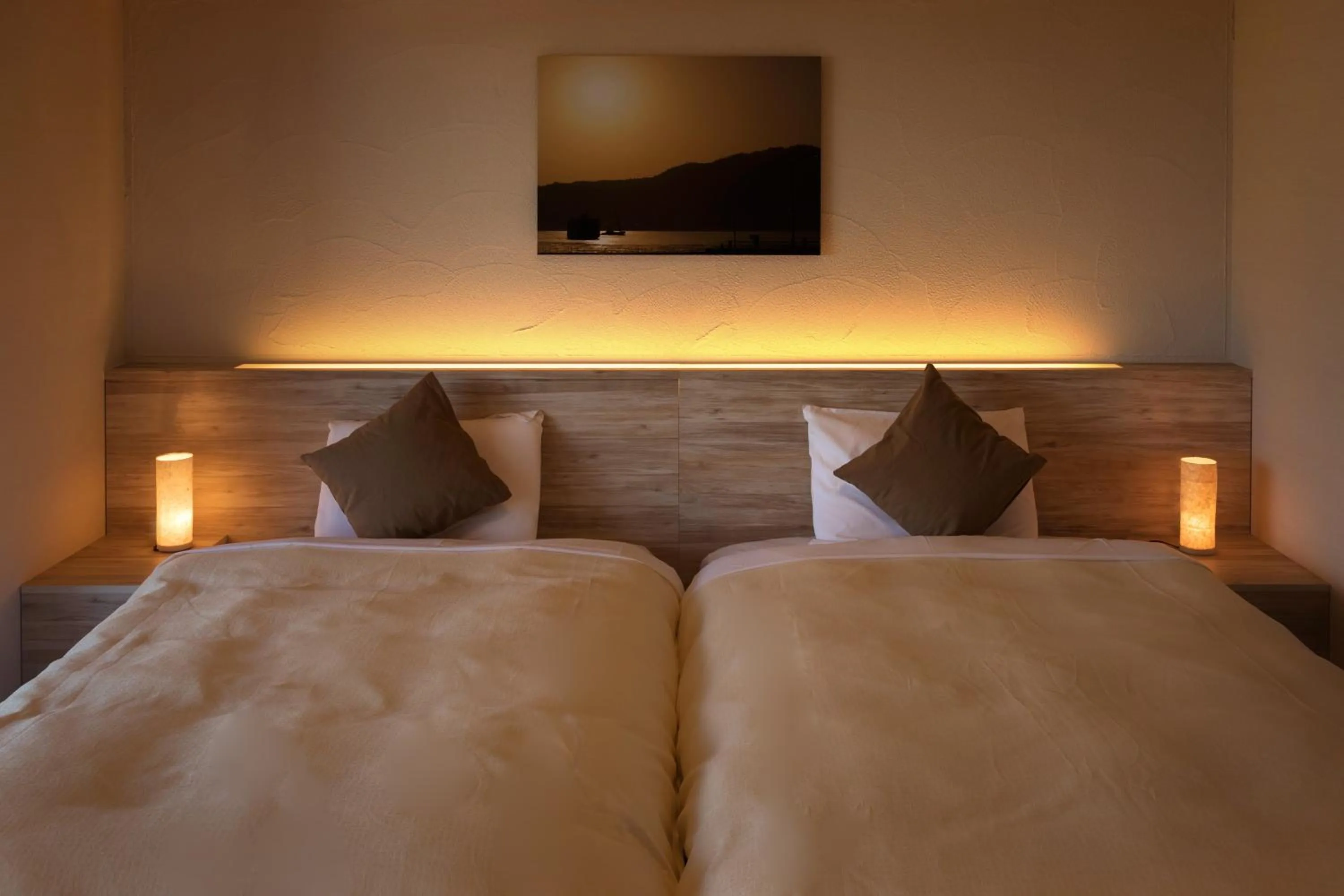 Bed in Hotel Miyajima Villa