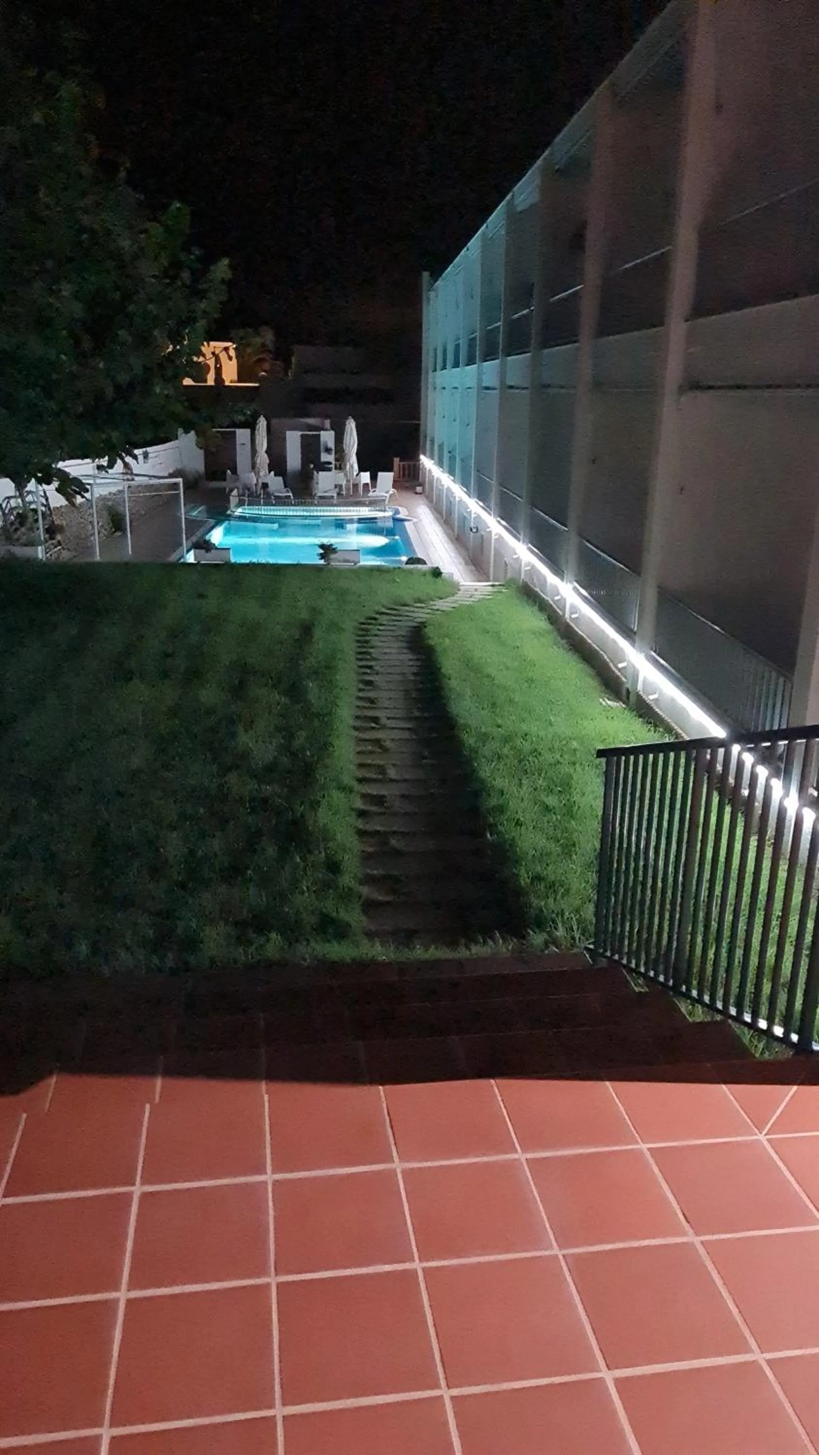 Pool view in Hostal S'Algaret