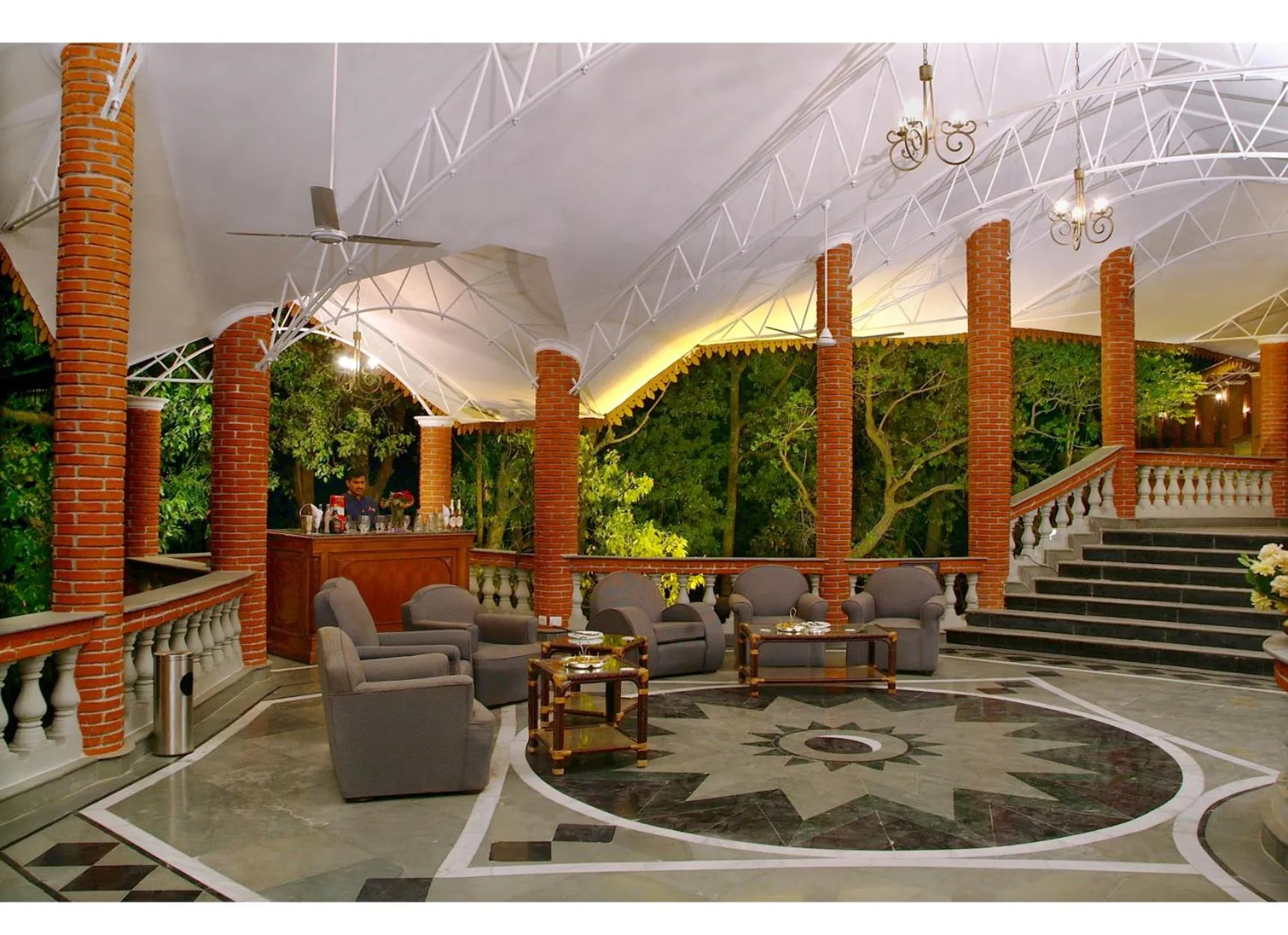 Seating area in WelcomHeritage Taragarh Palace