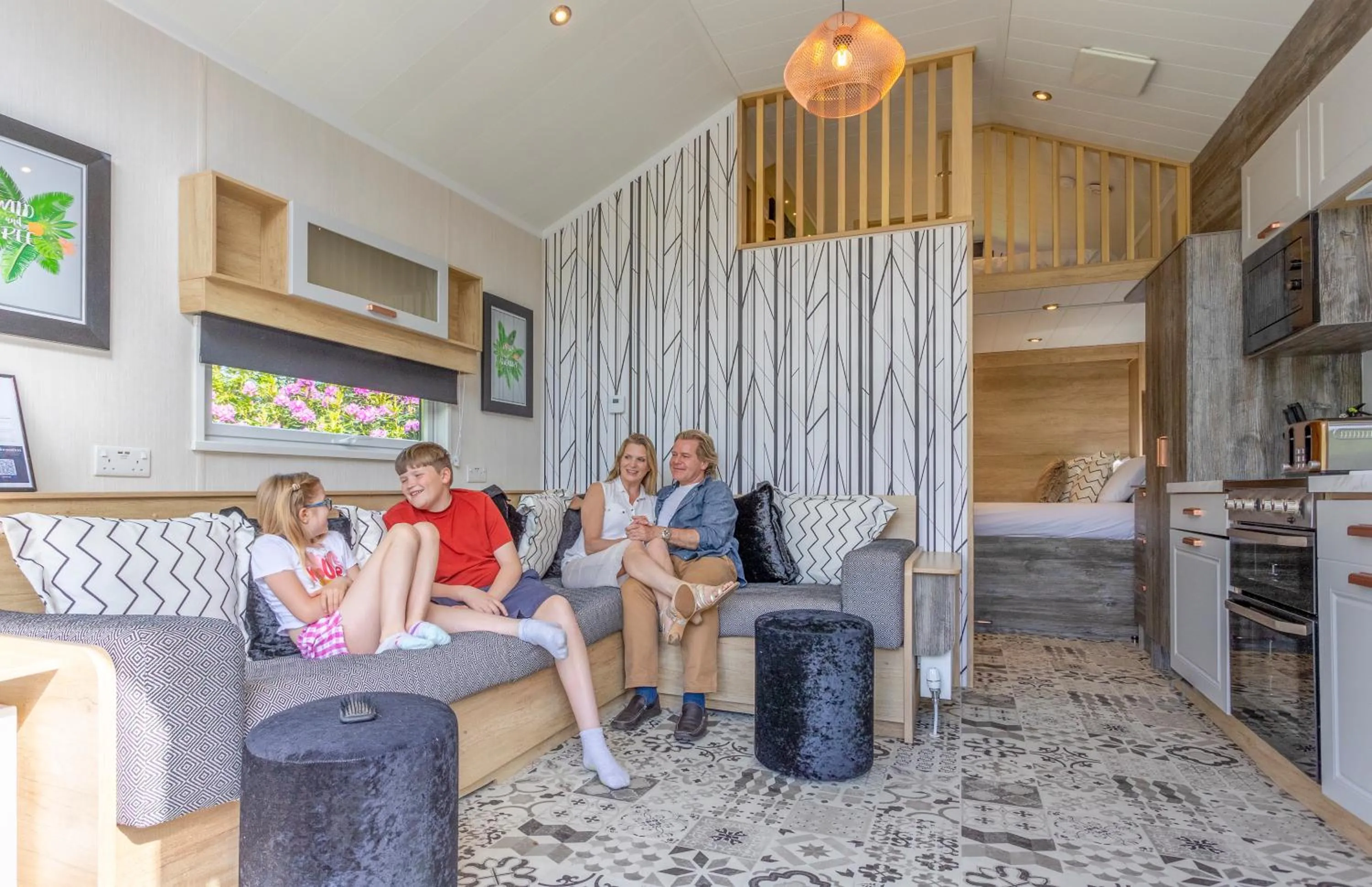 Family in Aberdunant Hall Holiday Park