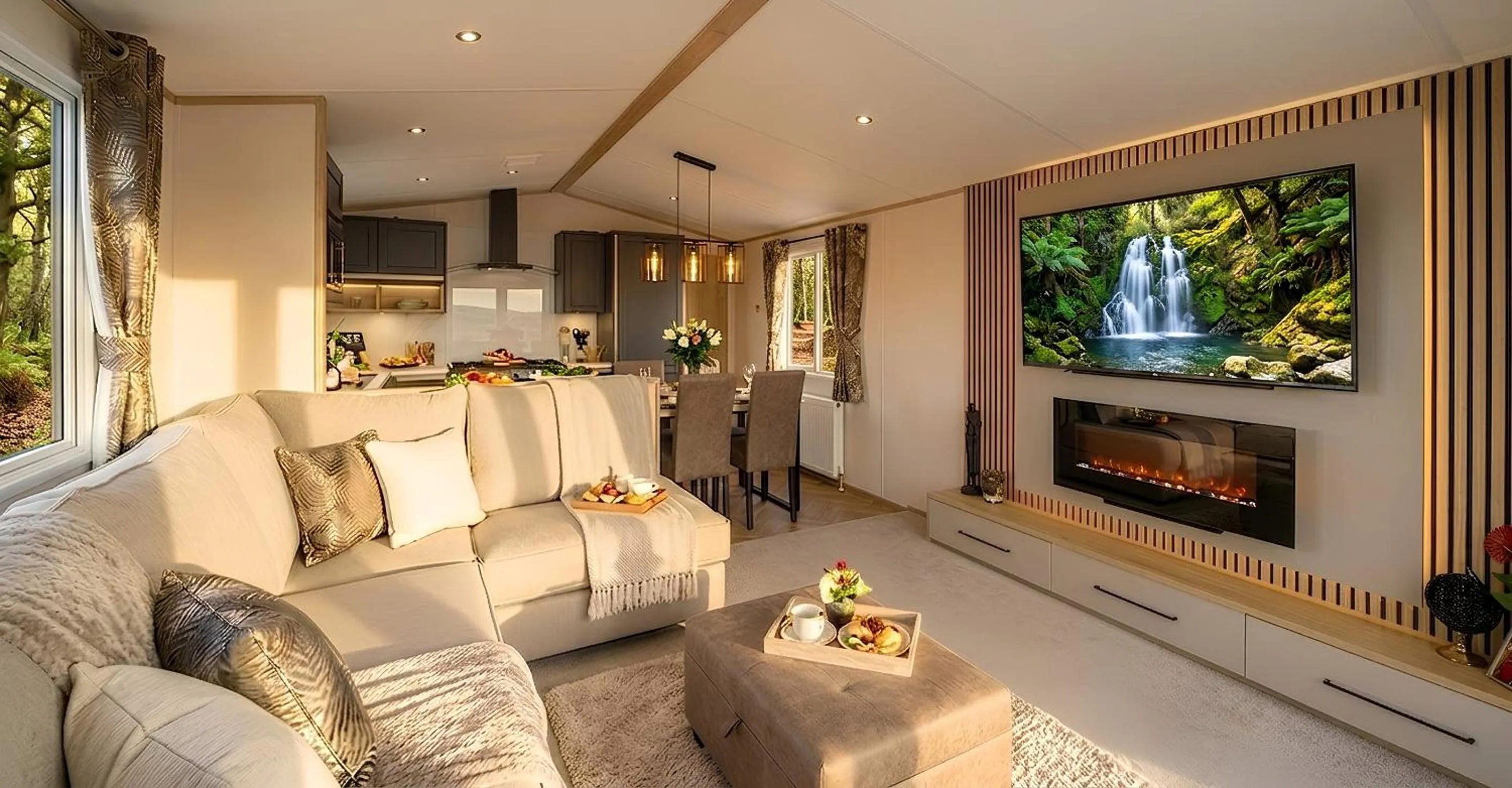 Living room in Aberdunant Hall Holiday Park