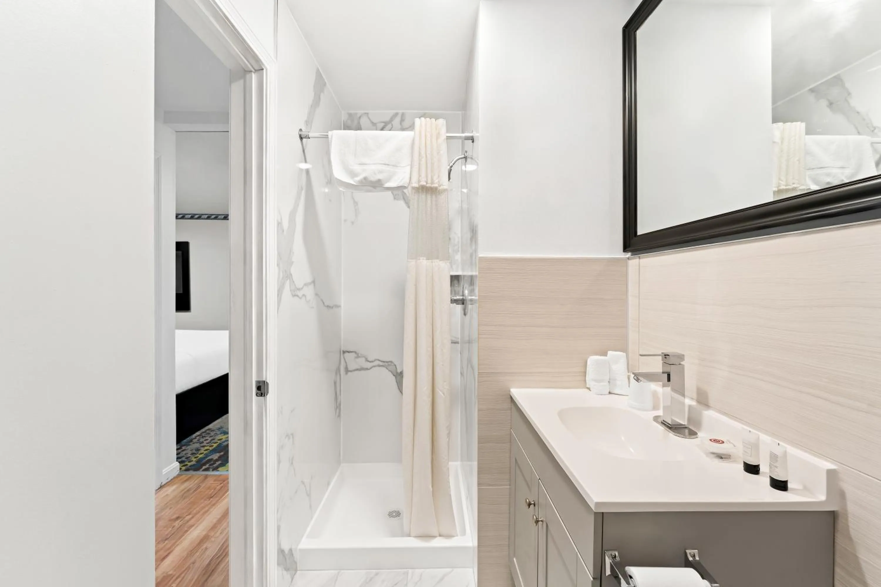 Shower in Americas Best Value Inn Stonington Mystic