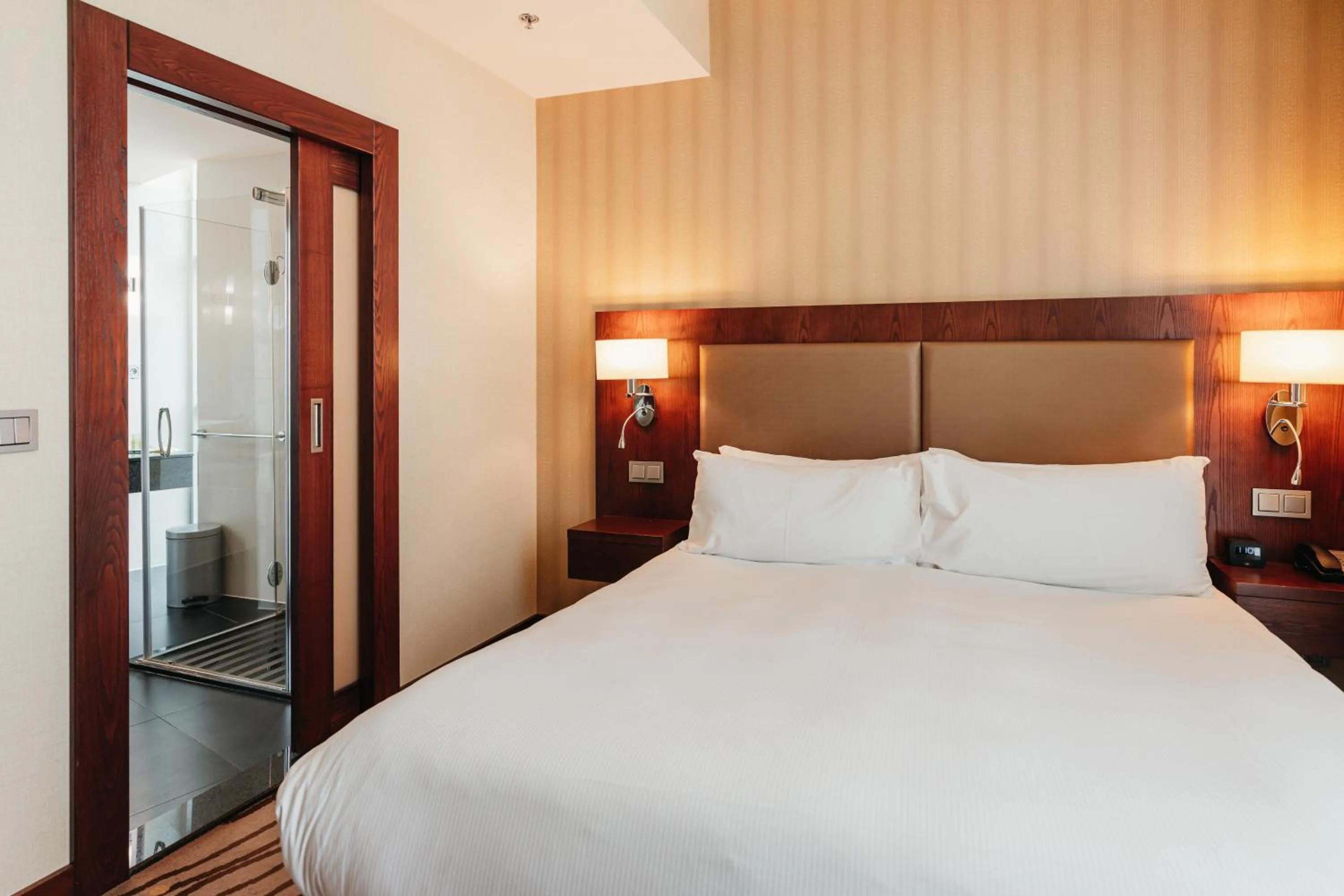 Bathroom, Bed in DoubleTree by Hilton Bratislava