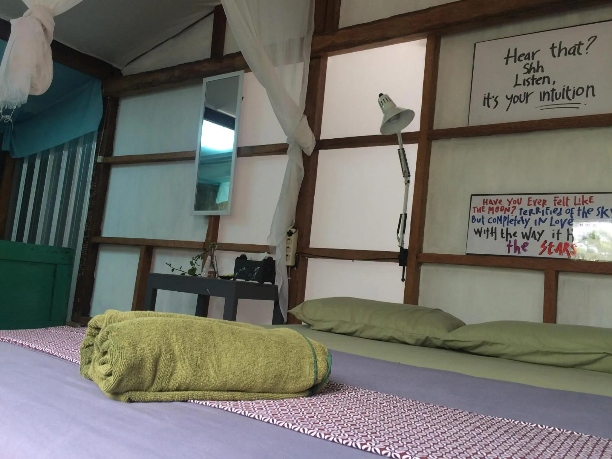 Decorative detail, Bed in Yez Yez Yez All Good Hostel