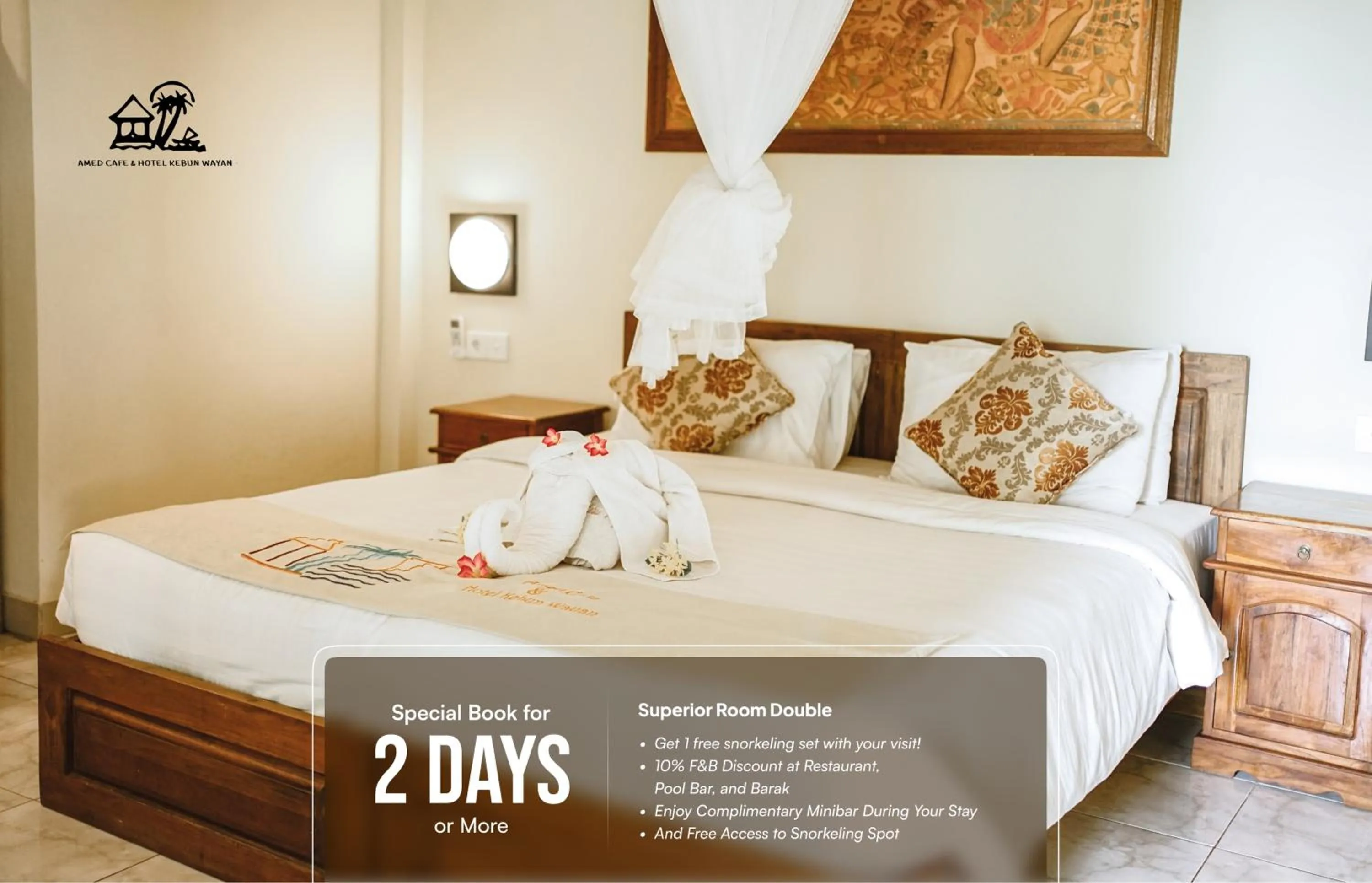 Bed in Amed Cafe & Hotel Kebun Wayan