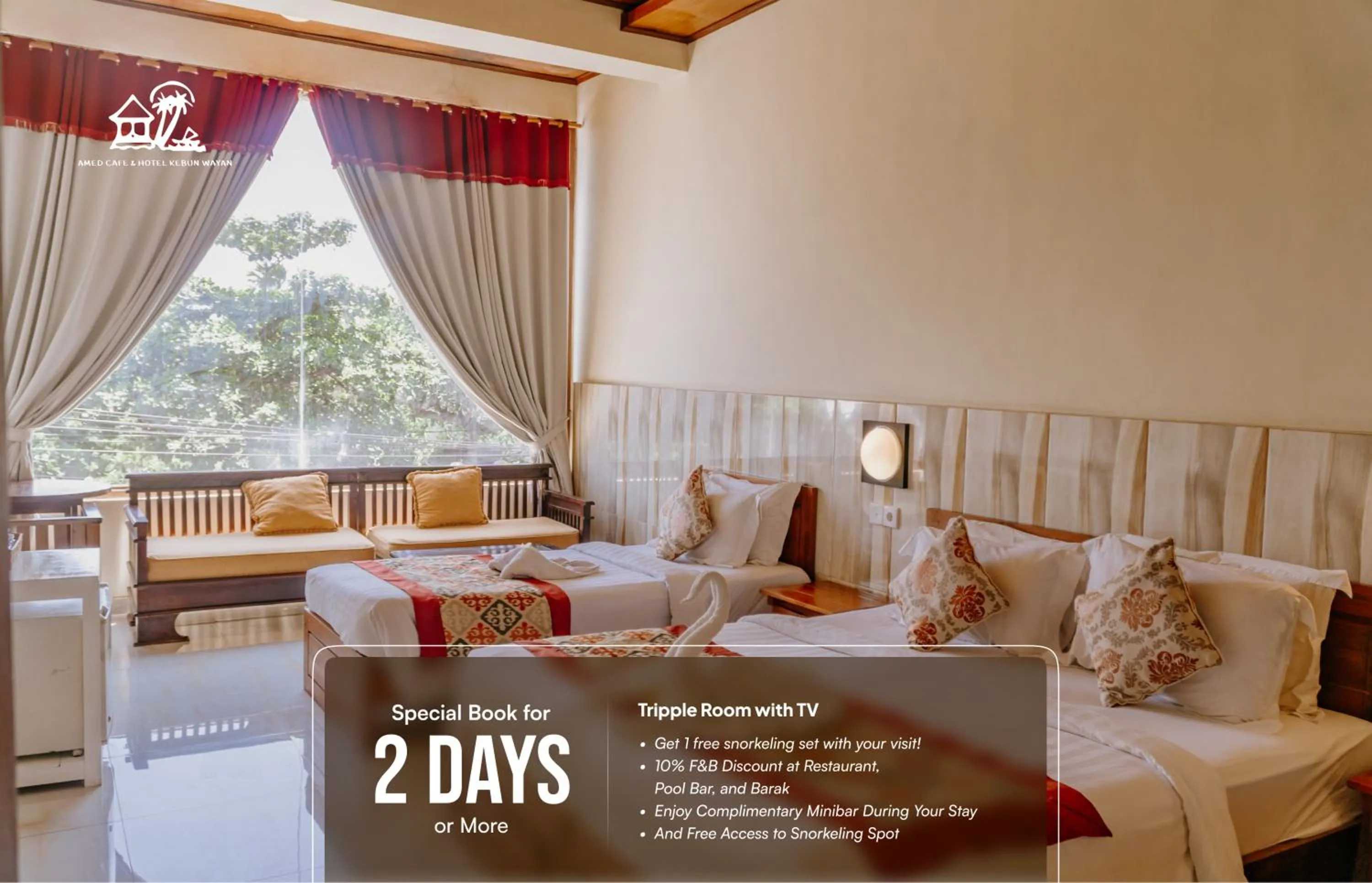 Bed in Amed Cafe & Hotel Kebun Wayan