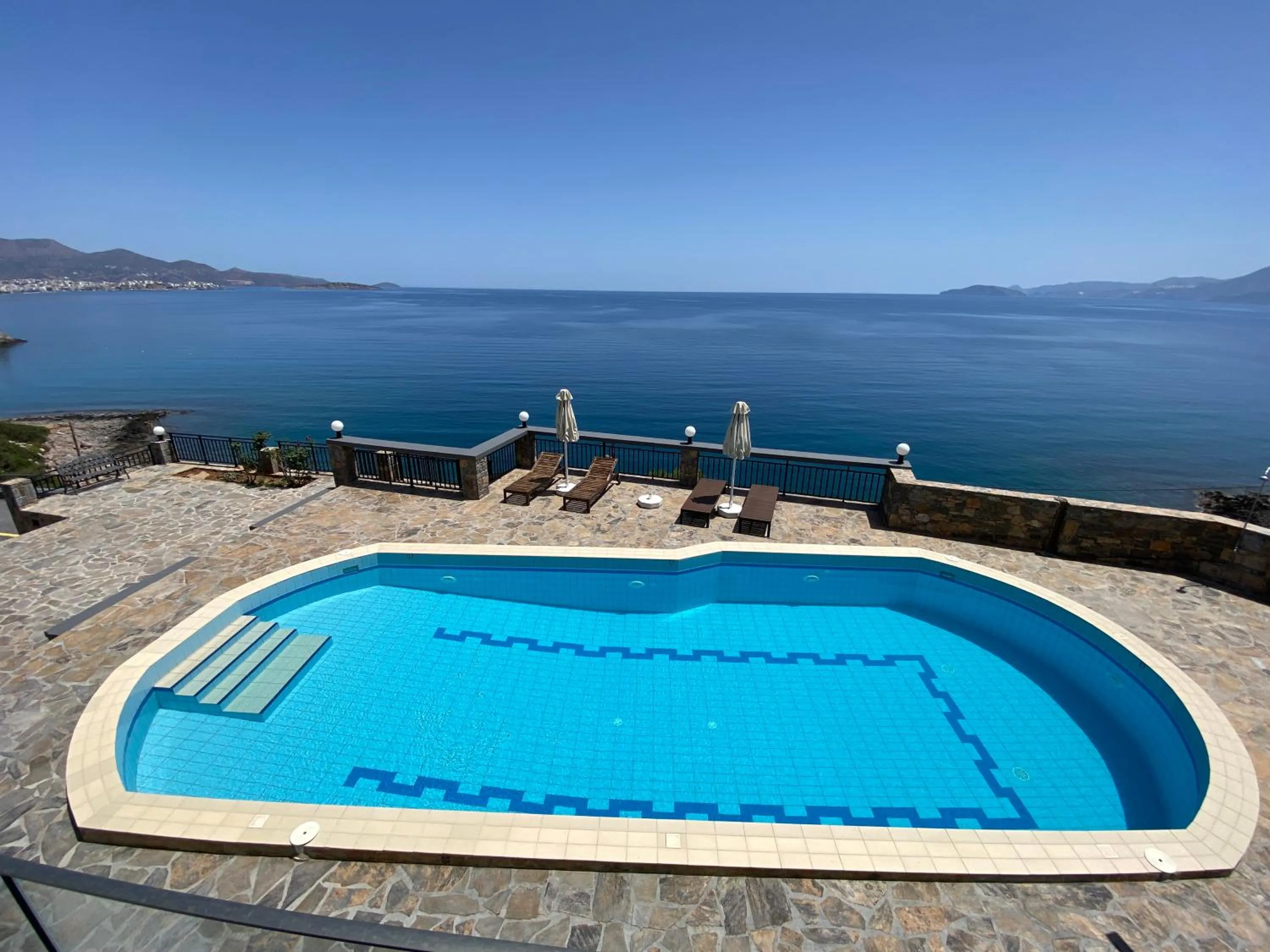 Pool view in Ostria Apartments