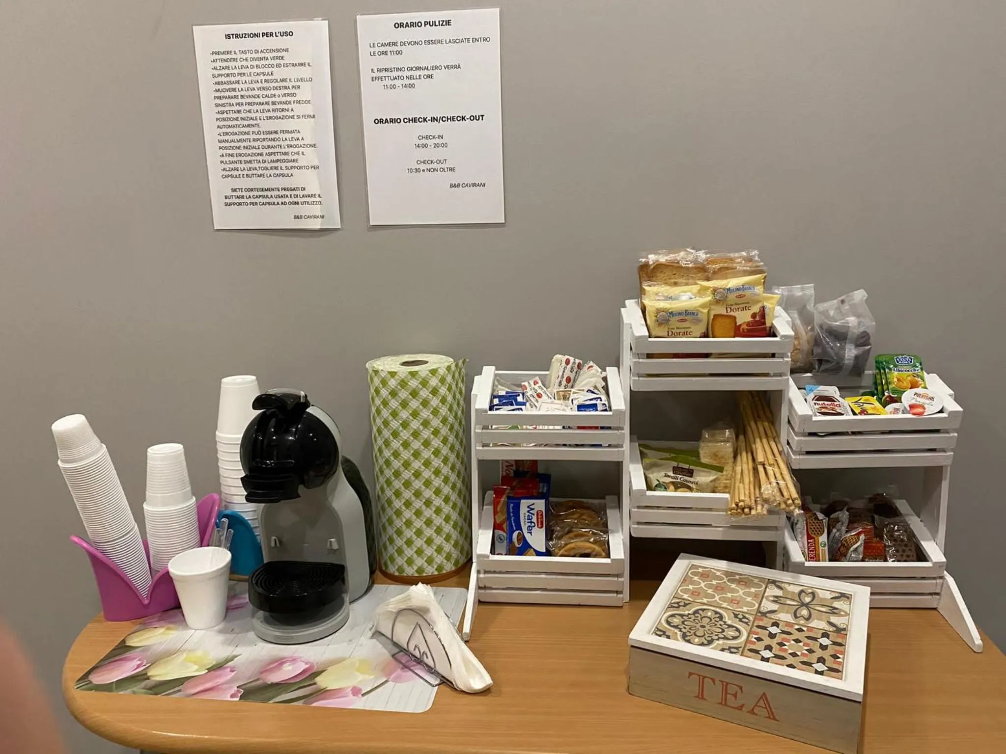 Food and drinks in B&B Cavirani