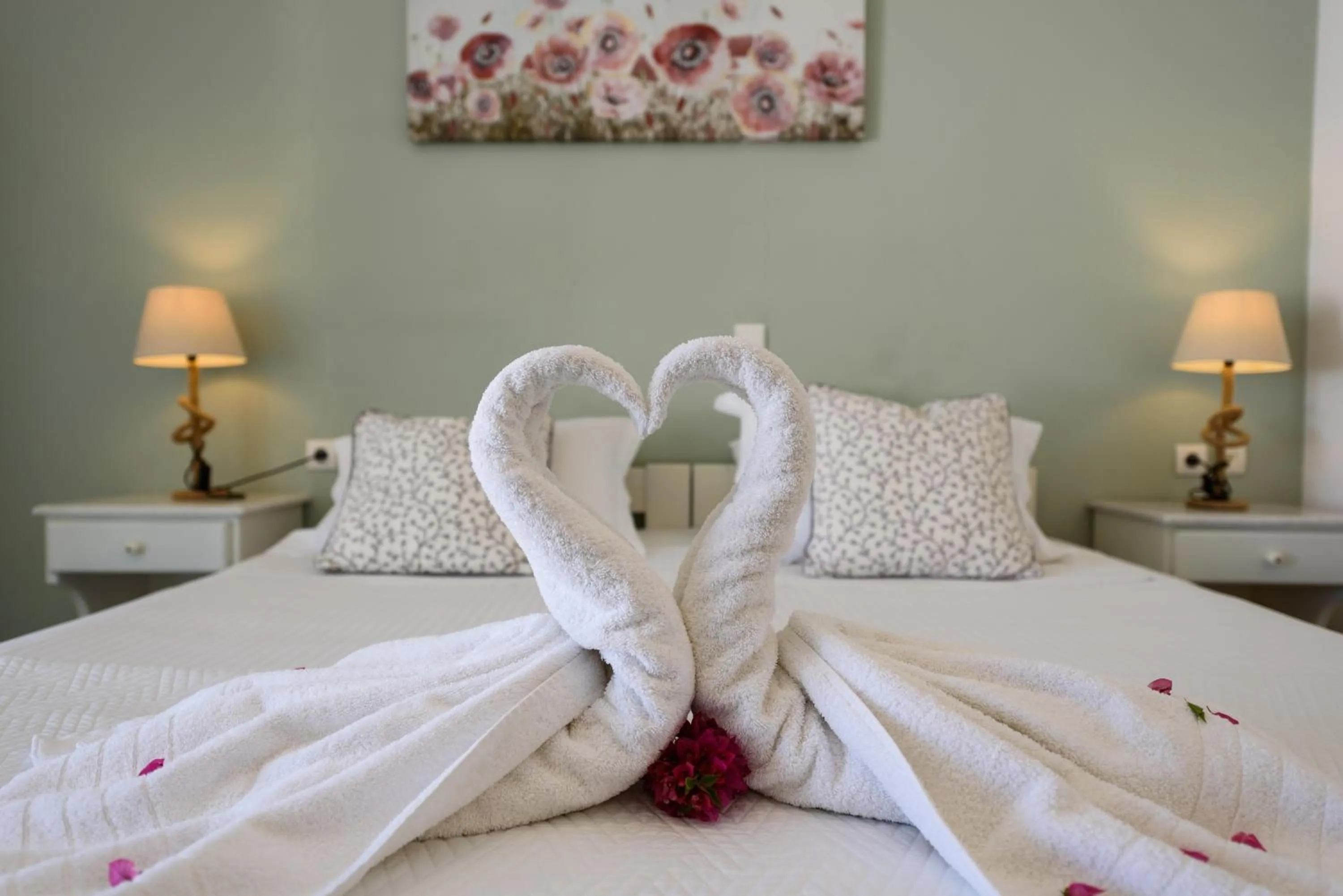 Bed in Anixis Studios Aliki Paros