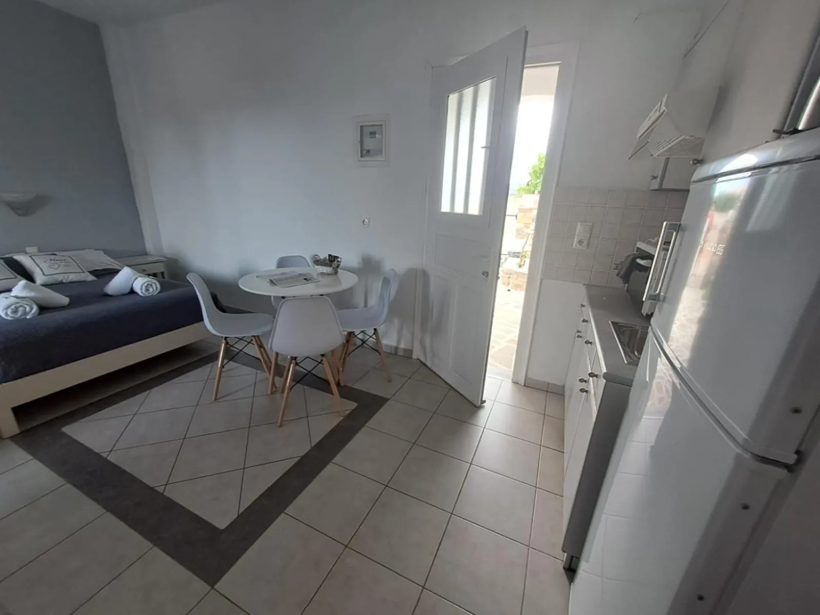 Bed in Anixis Studios Aliki Paros