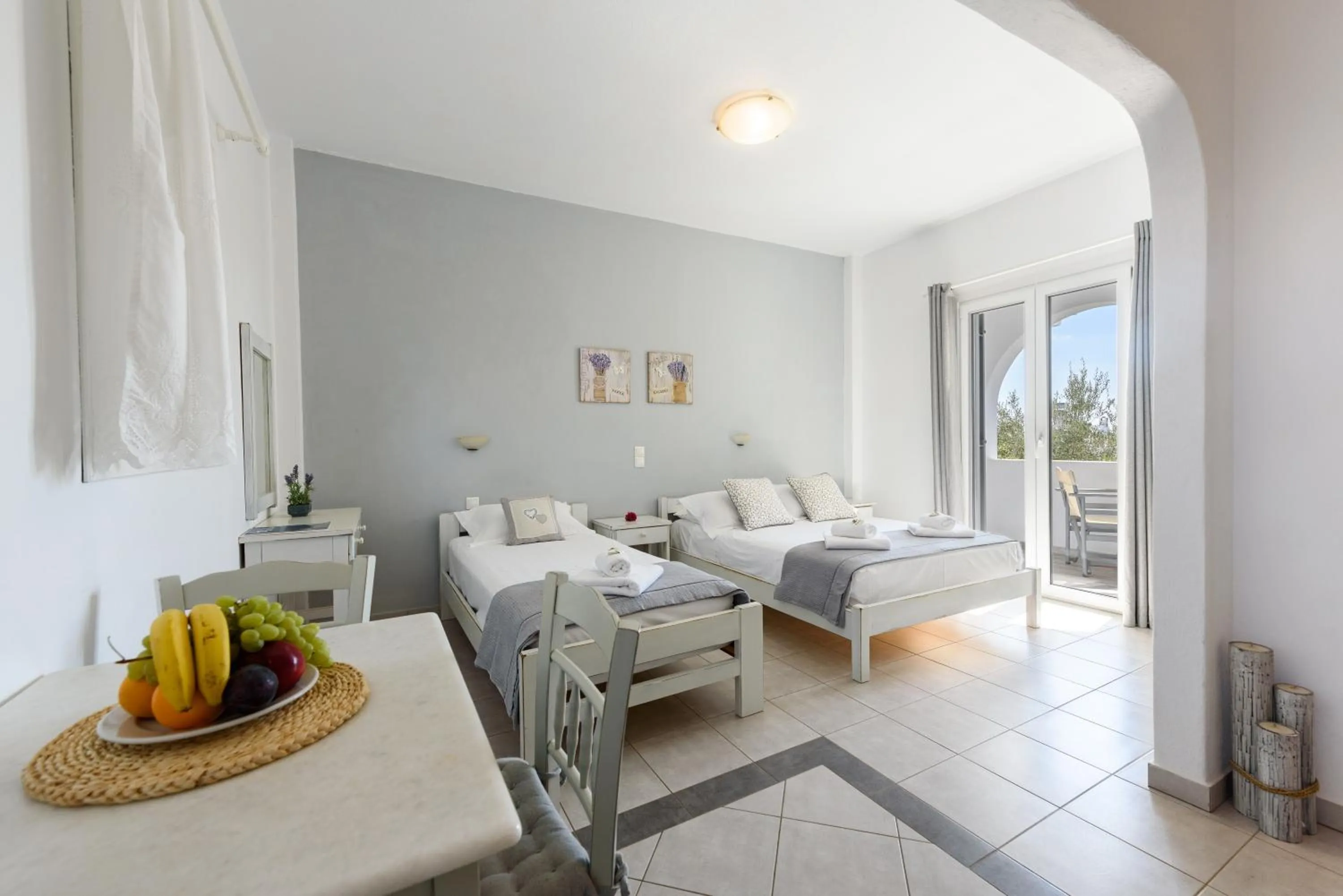 Bed in Anixis Studios Aliki Paros