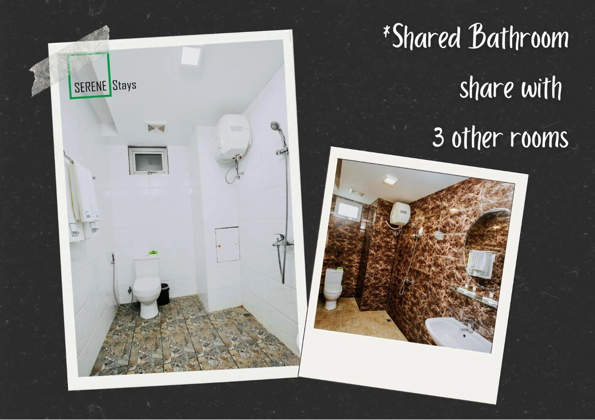 Toilet in SERENE Stays Hotel