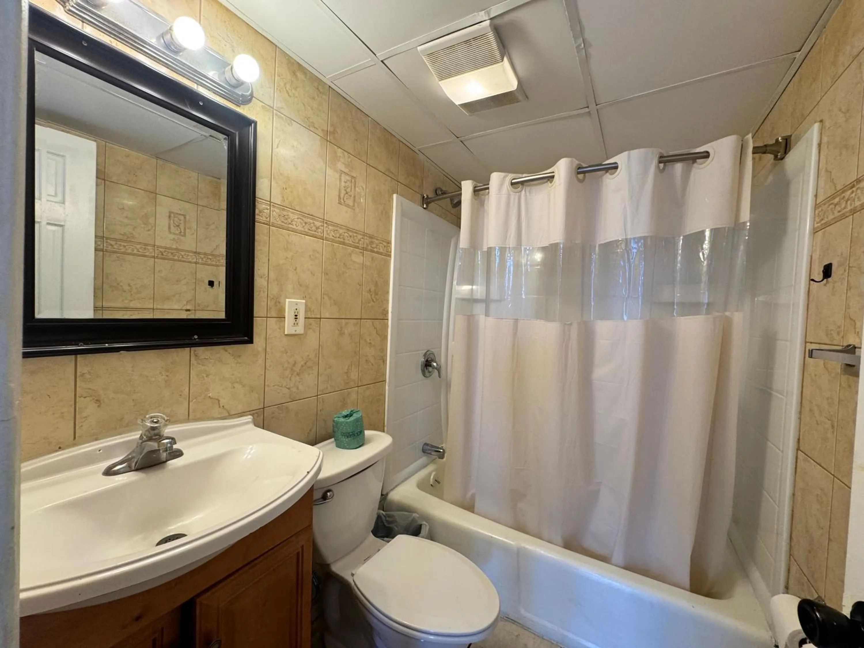 Shower in Skyview Manor Motel