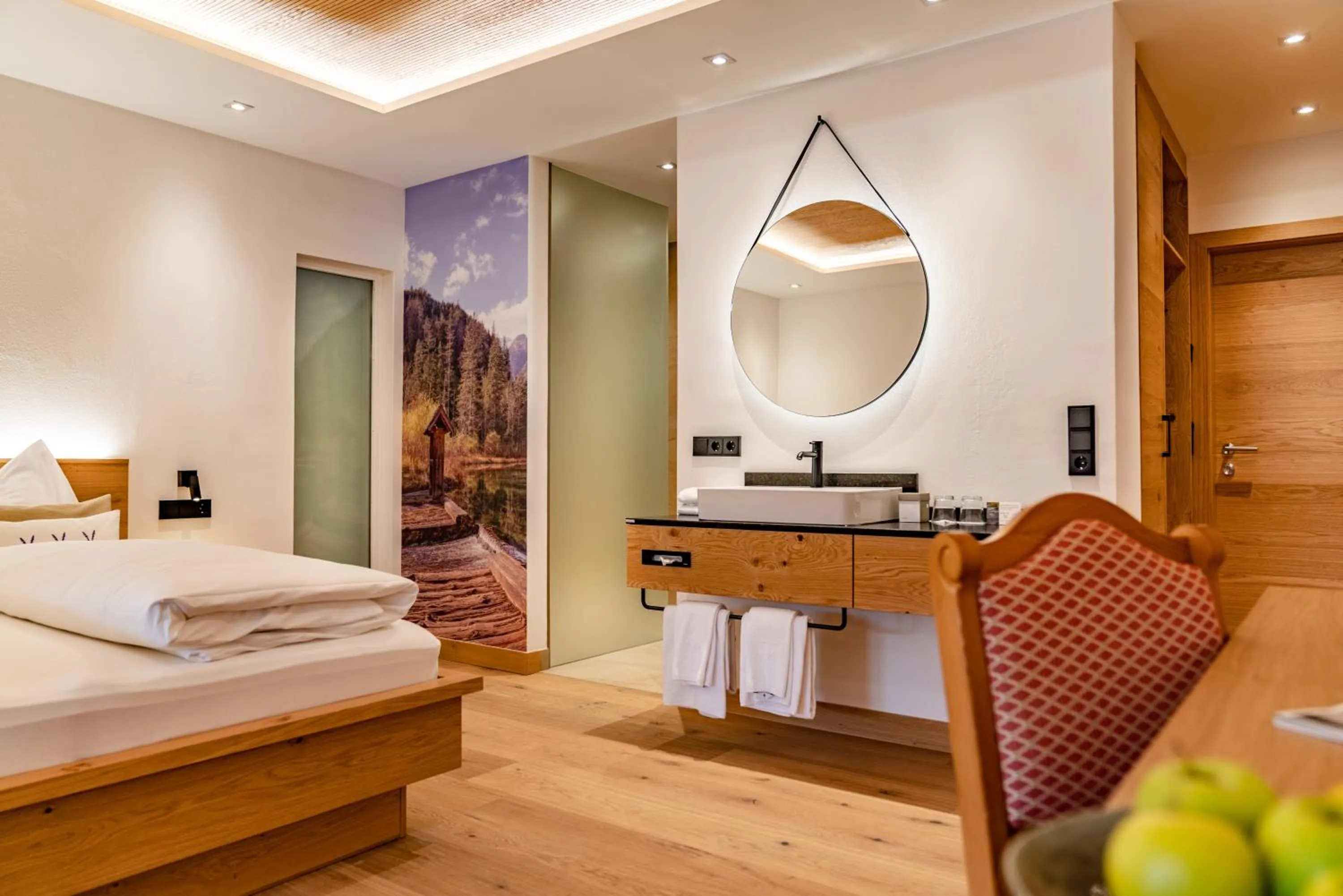 Bathroom, Bed in Spa&Aktiv Hotel Lavendel