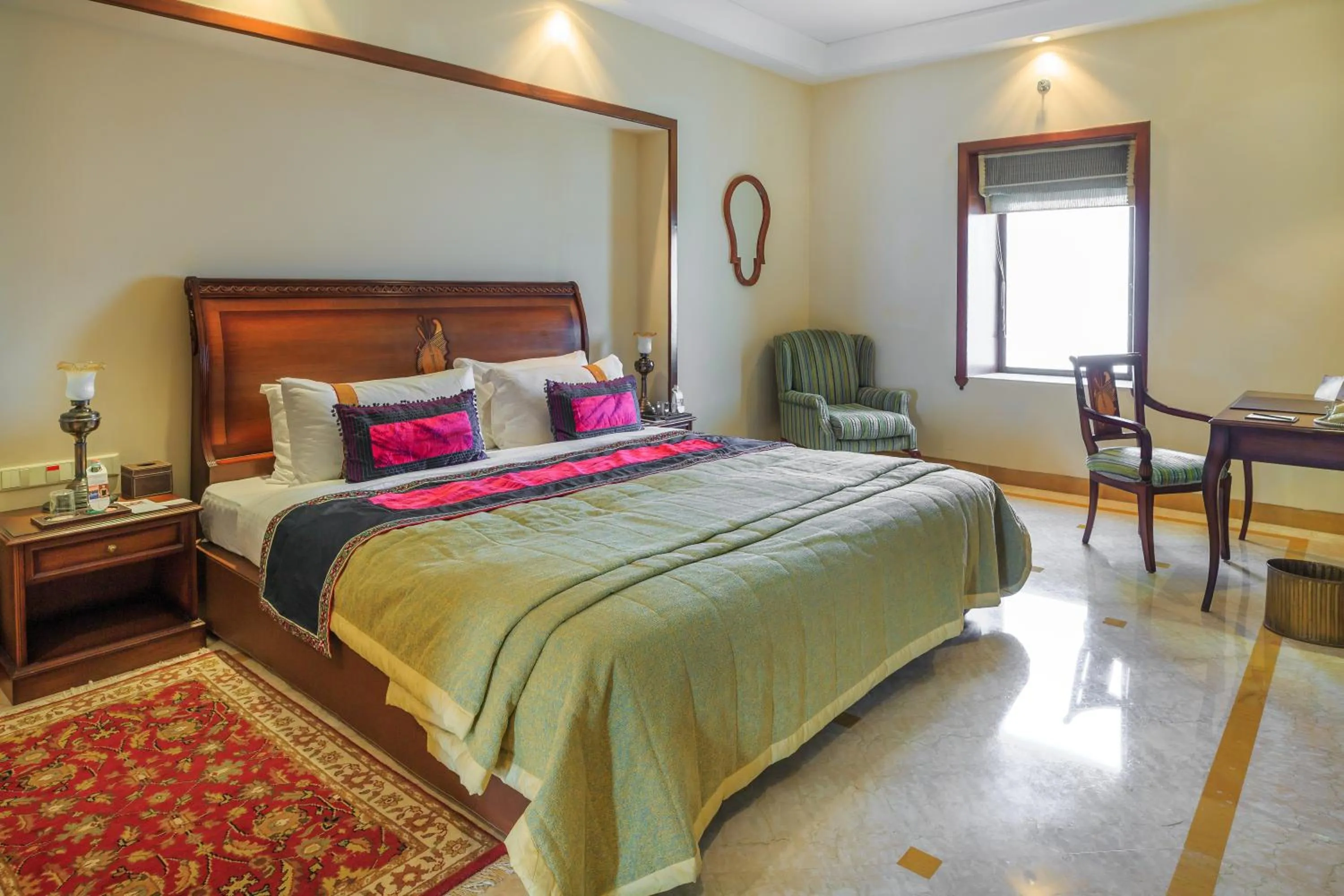 Bed in The Lalit Laxmi Vilas Palace