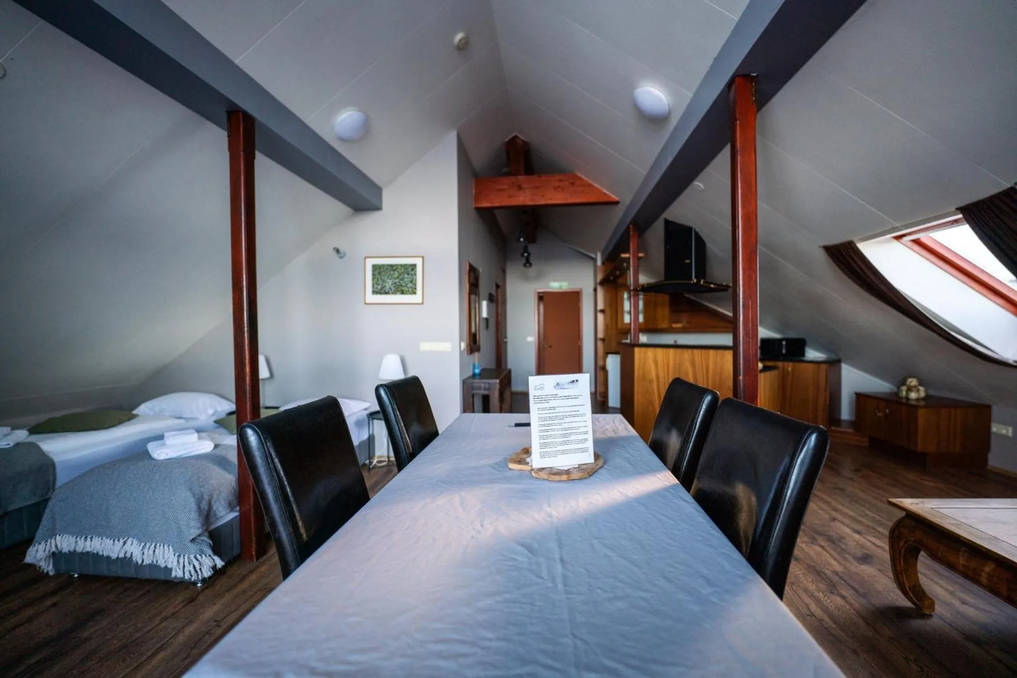 Dining area, Bed in Hotel Hafnarfjall