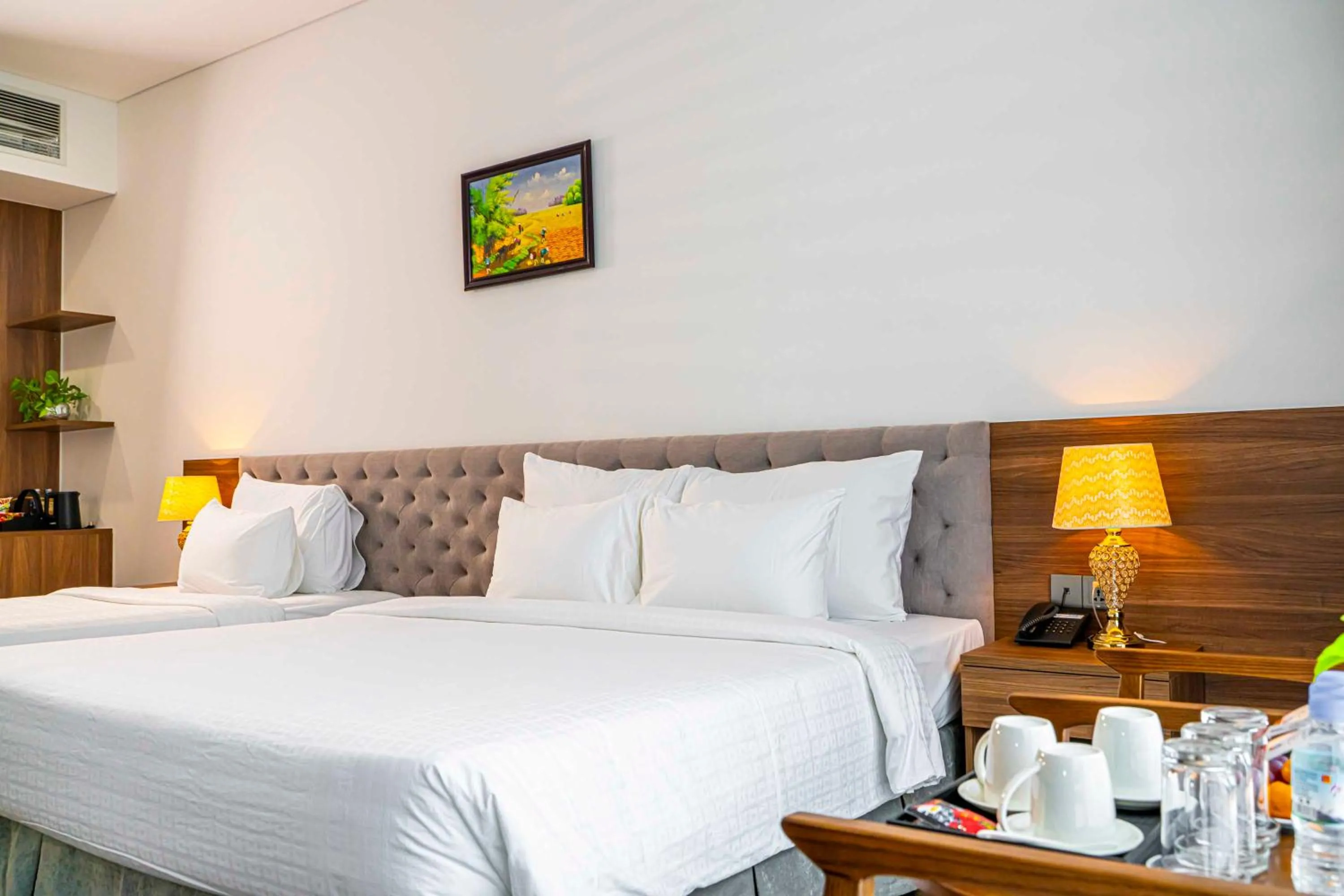 Bed in Hoang Son Peace Hotel