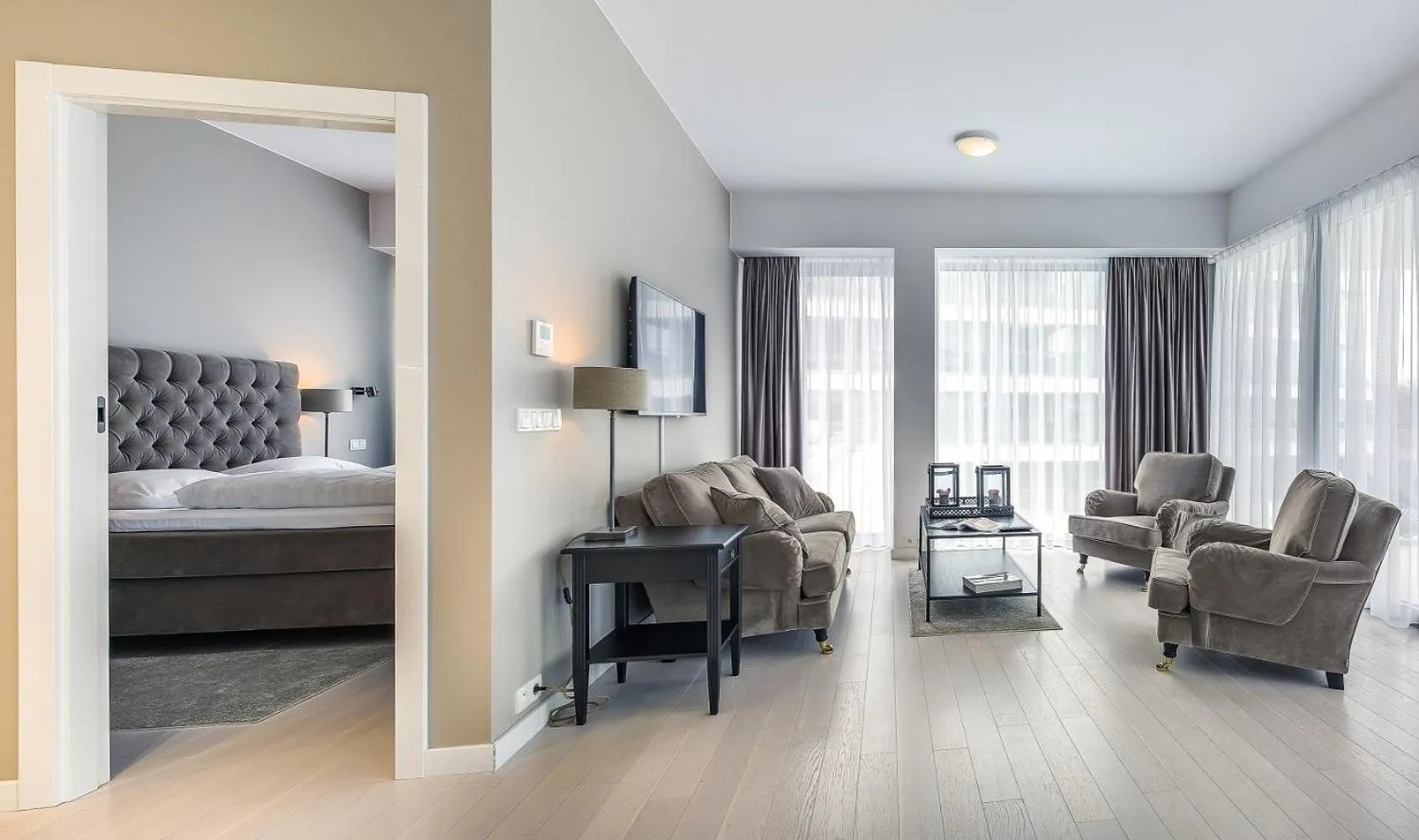 Living room, Bed in Dune Beach Resort