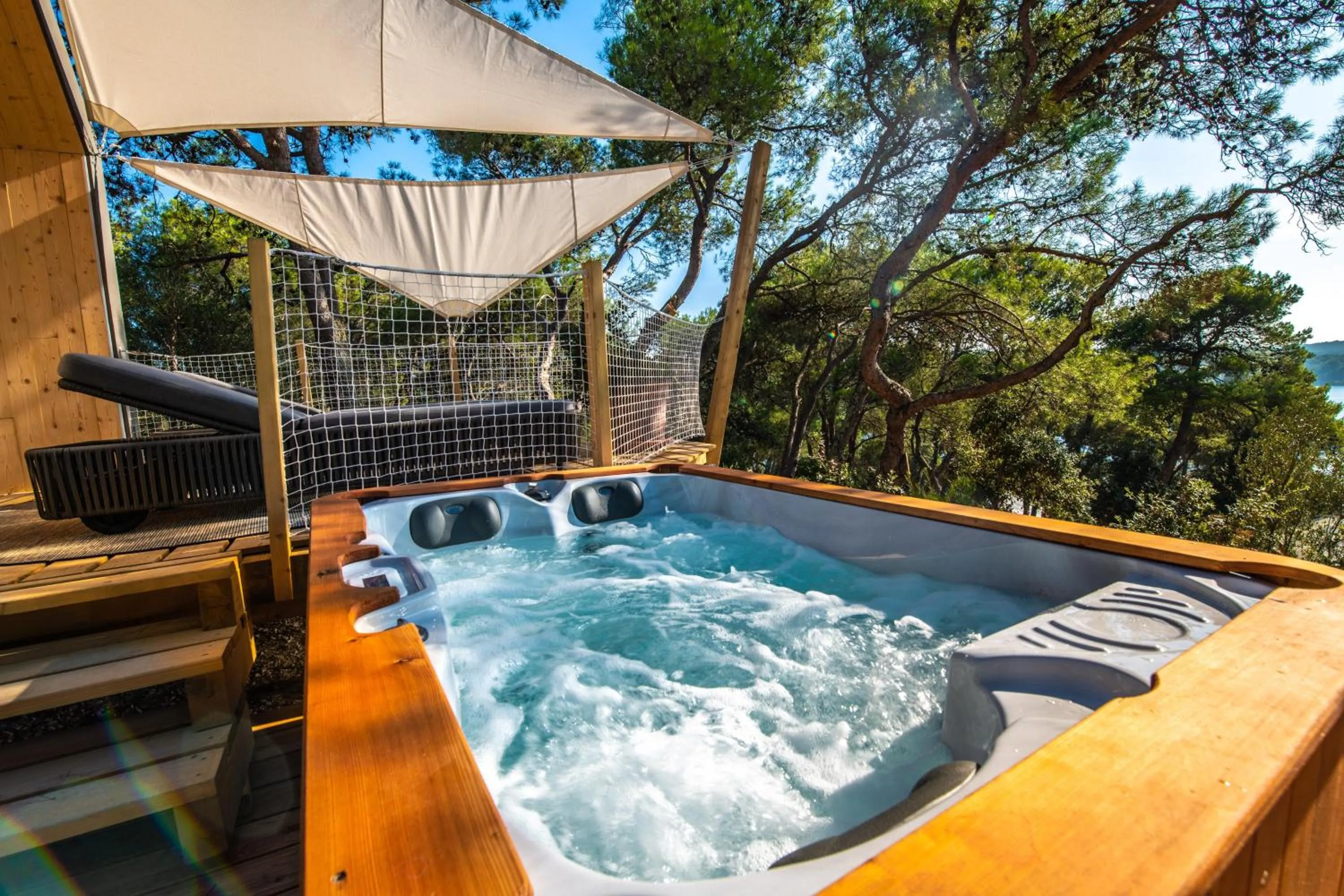 Hot Tub in Arena One 99 Glamping