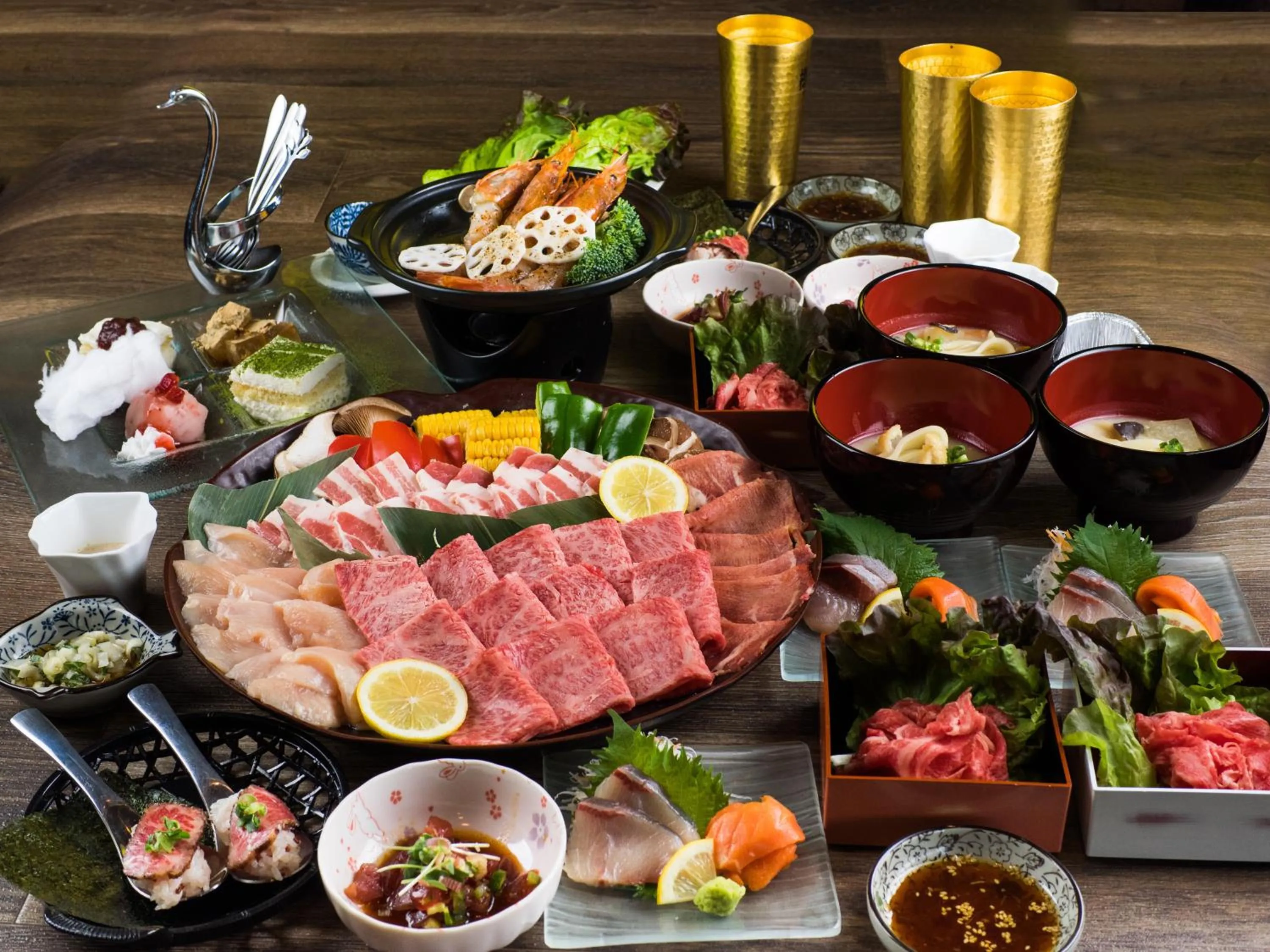 Food and drinks in Yufuin Lamp no Yado