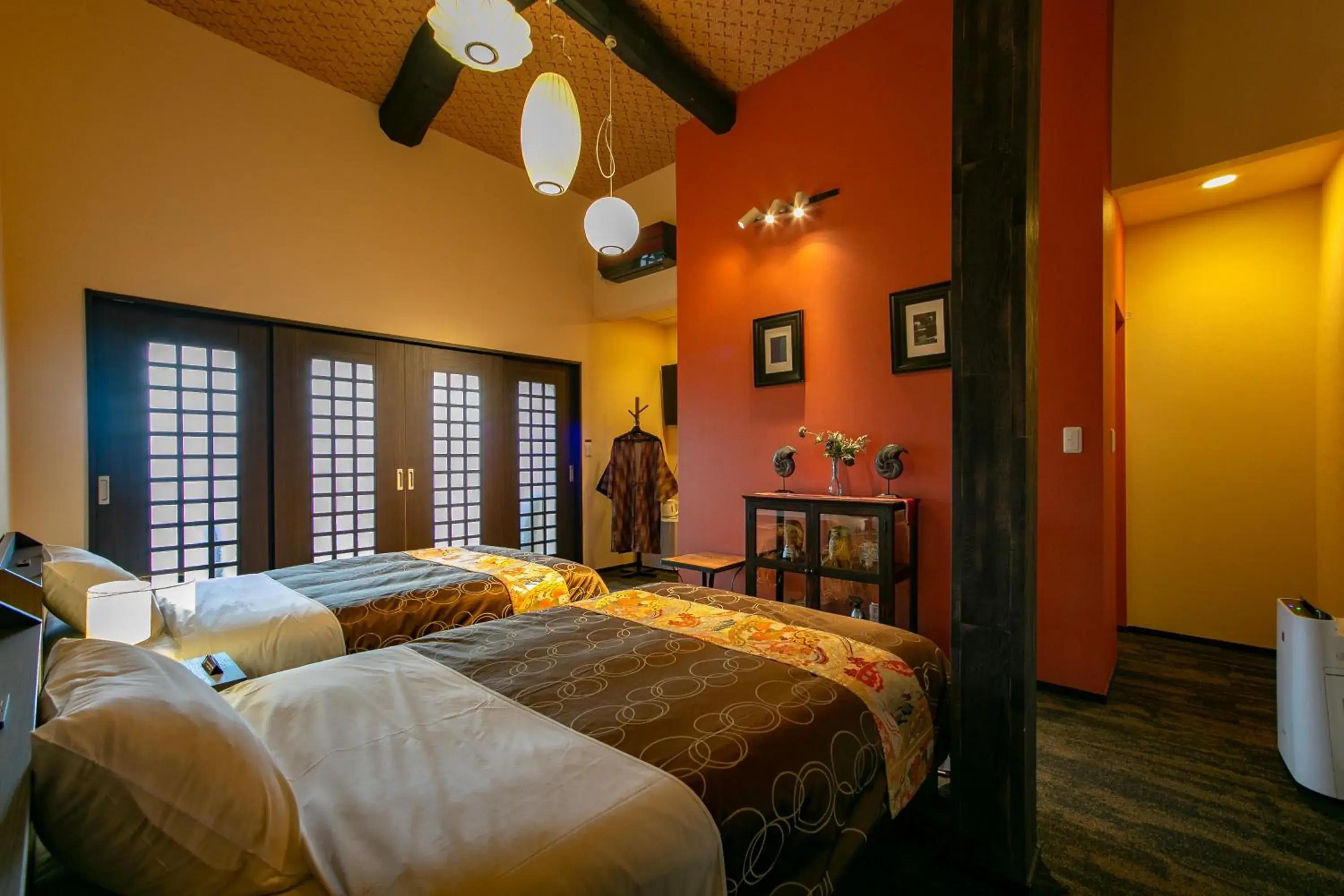 Bed in Yufuin Lamp no Yado Bed in Yufuin Lamp no Yado