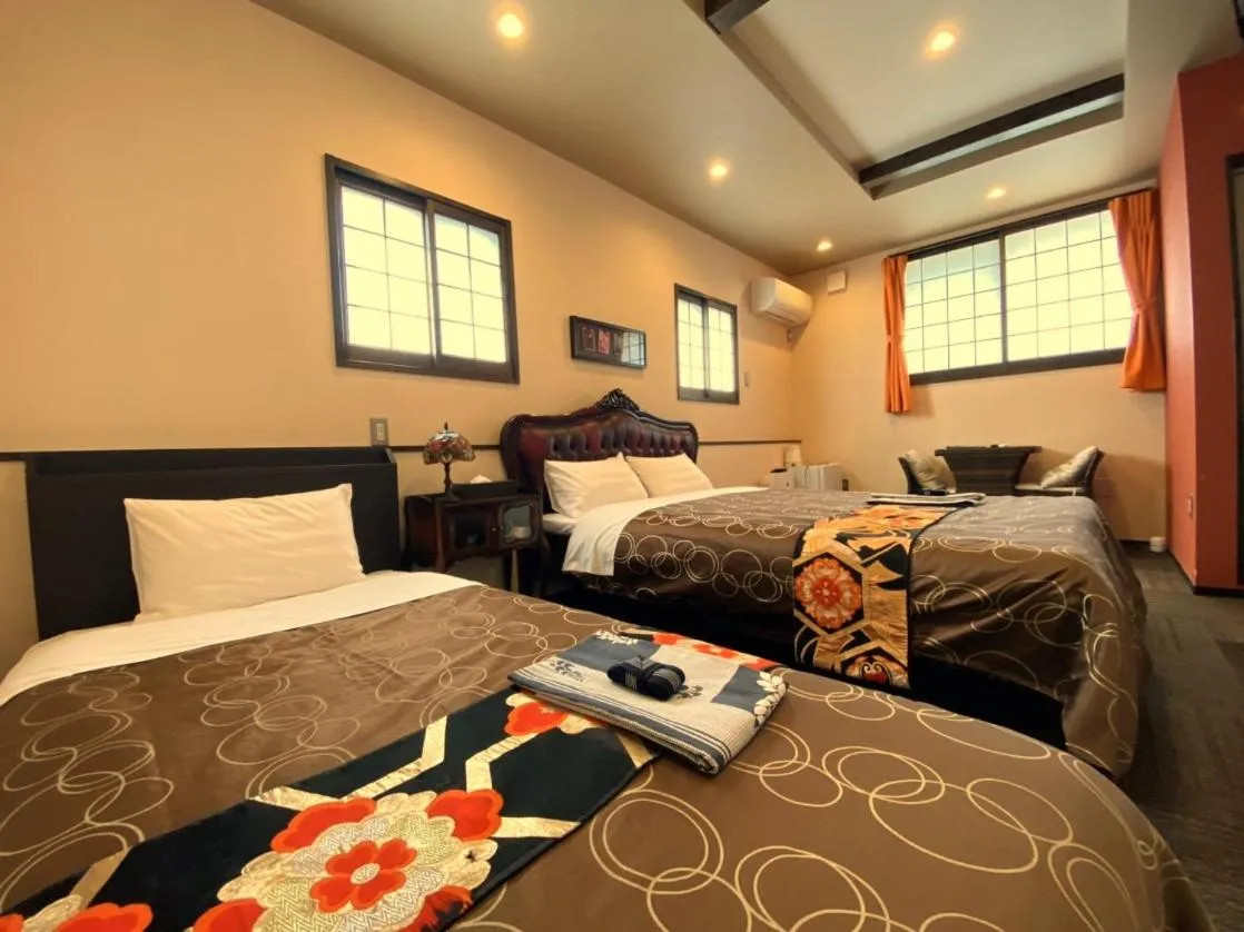 Photo of the whole room, Bed in Yufuin Lamp no Yado