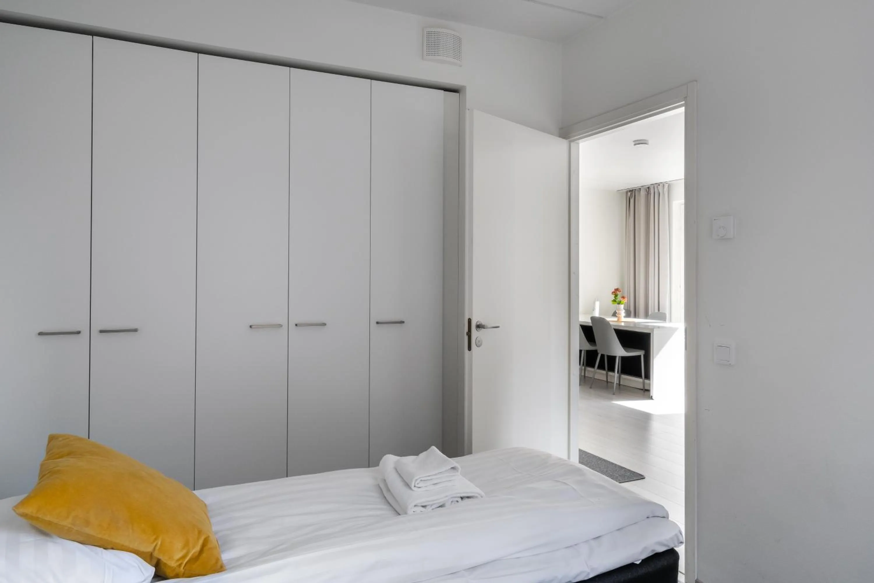 Bedroom, Bed in Hiisi Homes Espoo Center