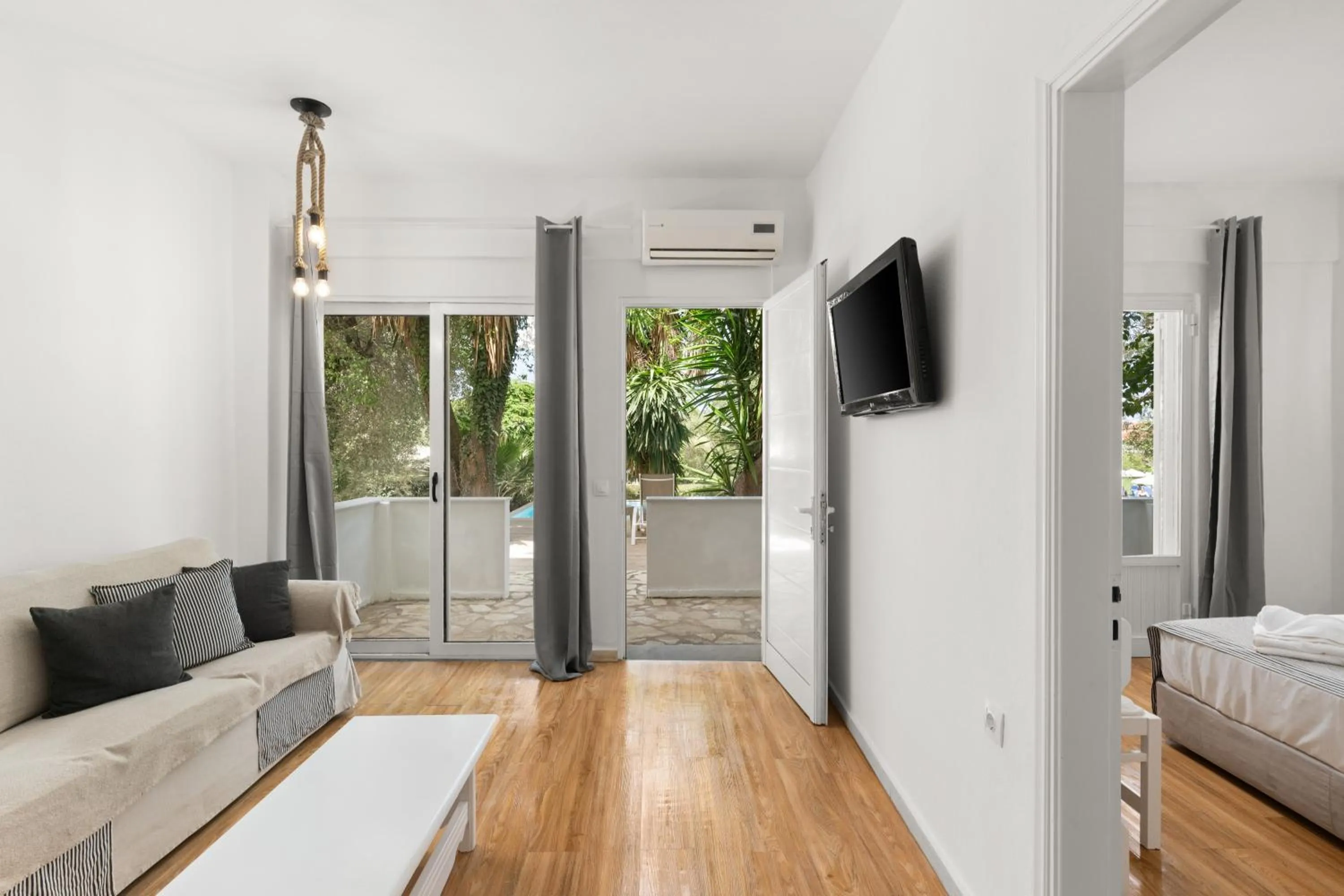 Living room, Bed in Mr and Mrs White Corfu Couples Retreat Adults Only