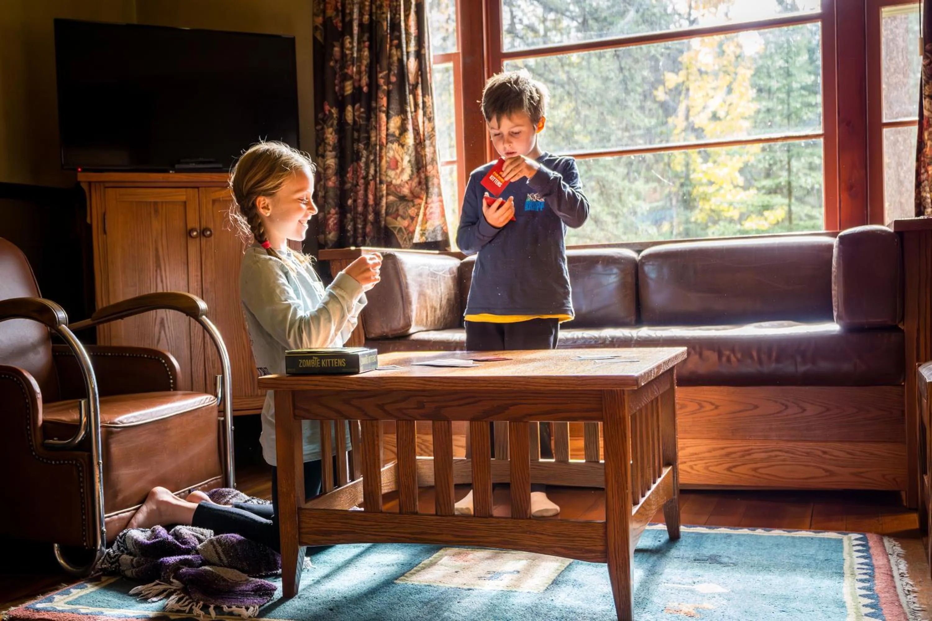 Living room in Johnston Canyon Lodge & Bungalows