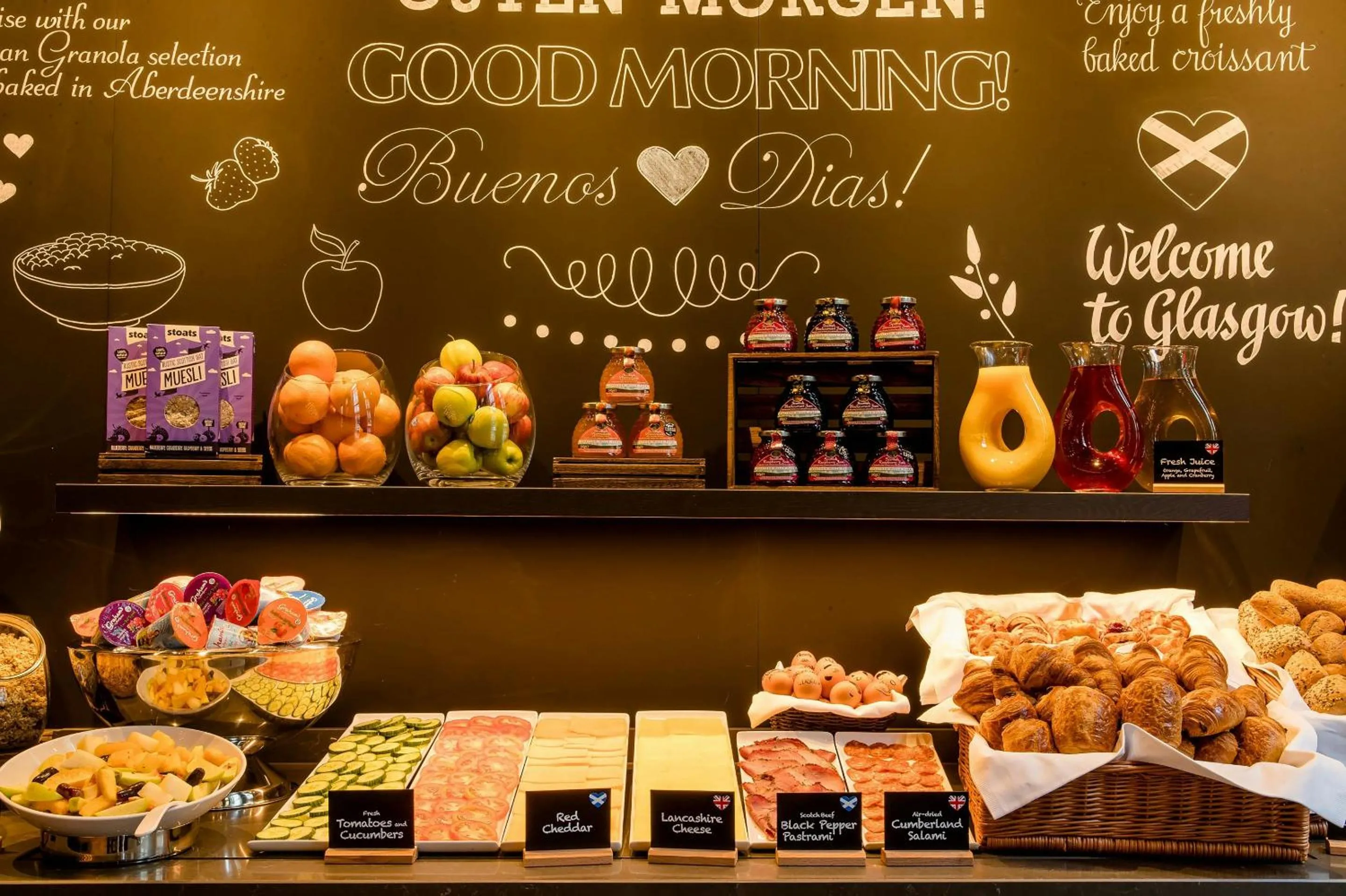 Buffet breakfast in Motel One Glasgow