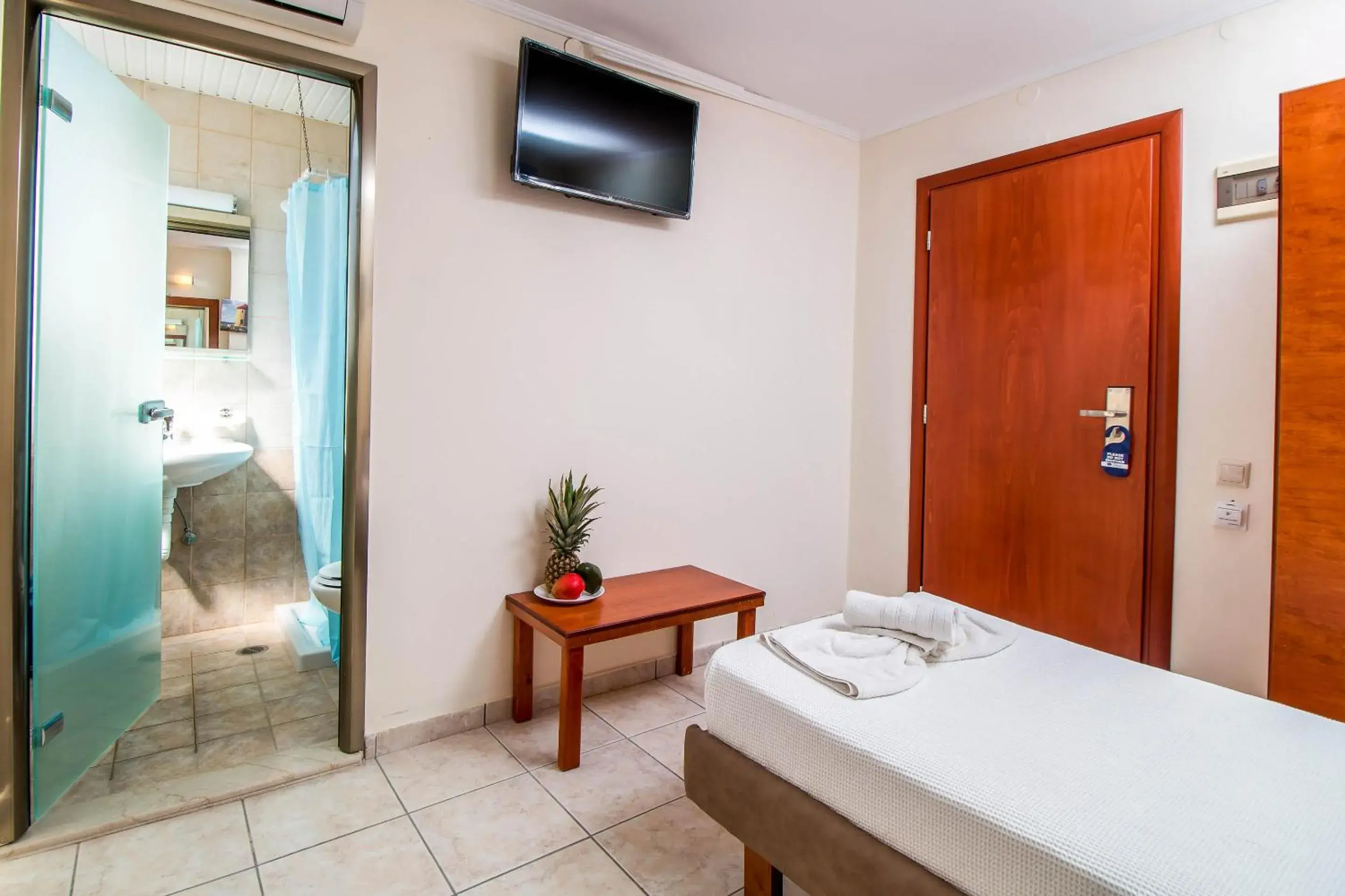 TV and multimedia, Bed in Filmar Hotel, Ixia, Rhodes TV and multimedia, Bed in Filmar Hotel, Ixia, Rhodes