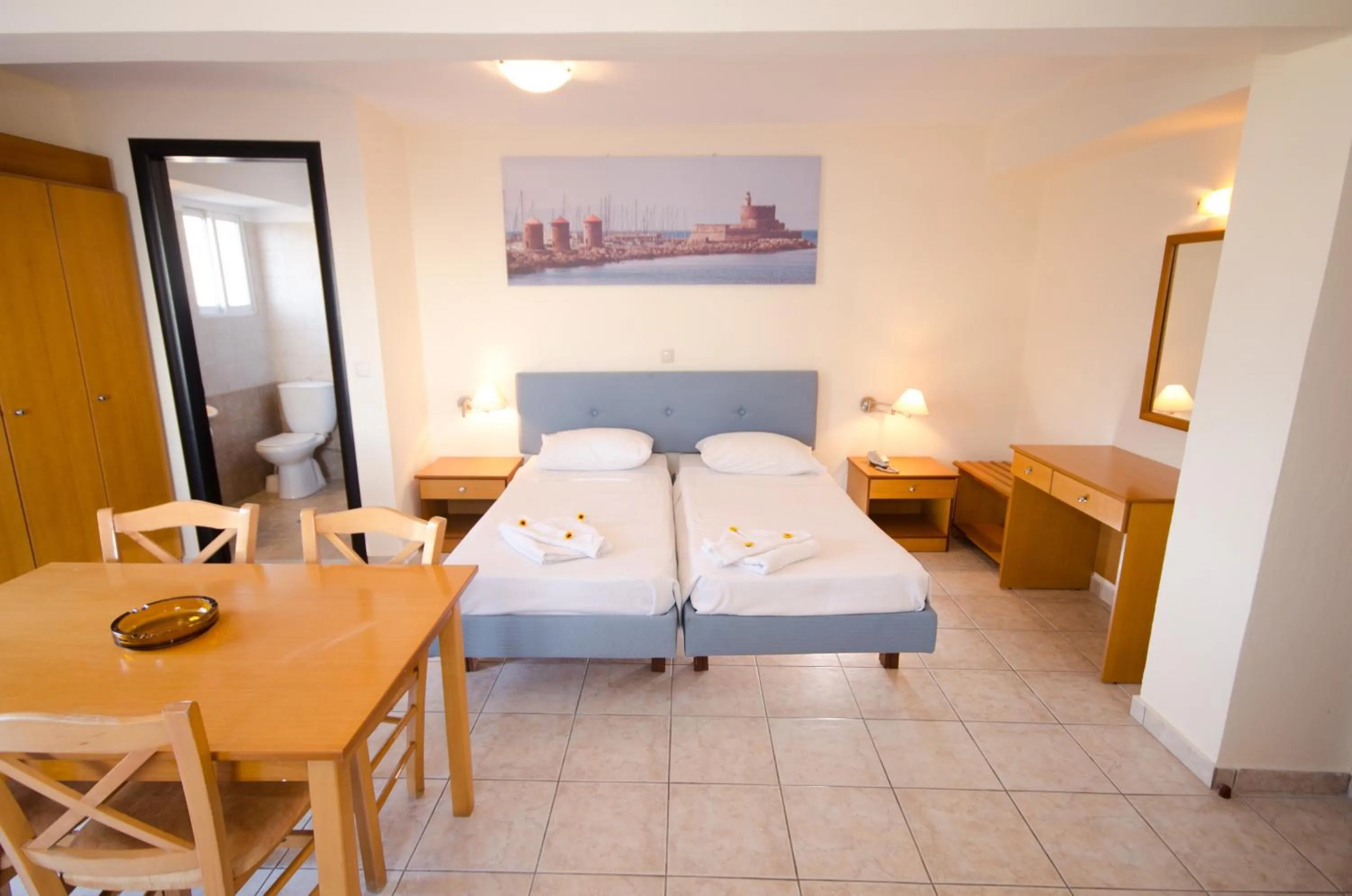 Bathroom, Bed in Filmar Hotel, Ixia, Rhodes