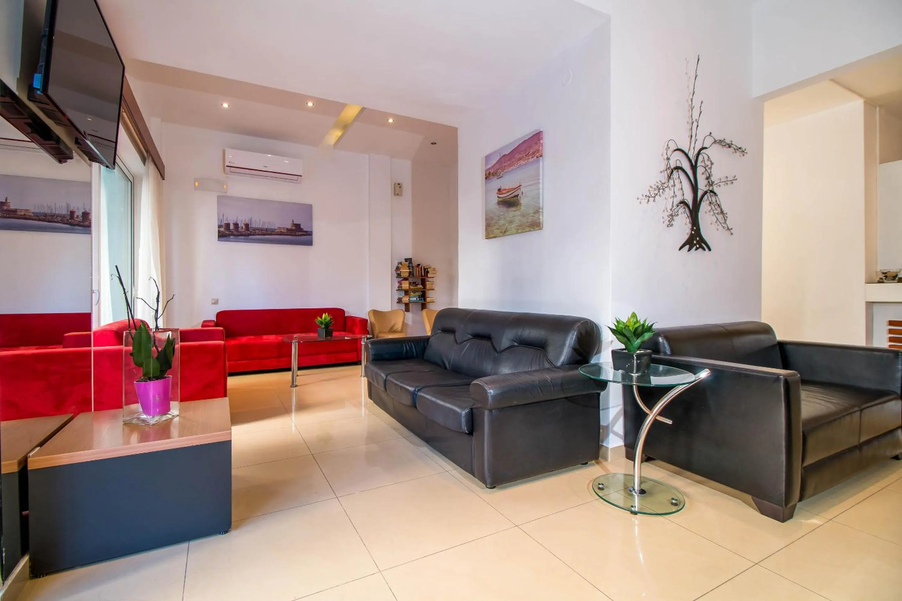 Communal lounge/ TV room in Filmar Hotel, Ixia, Rhodes