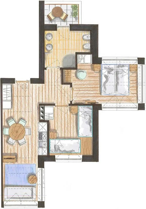 Floor plan in Color Home Suite Apartments
