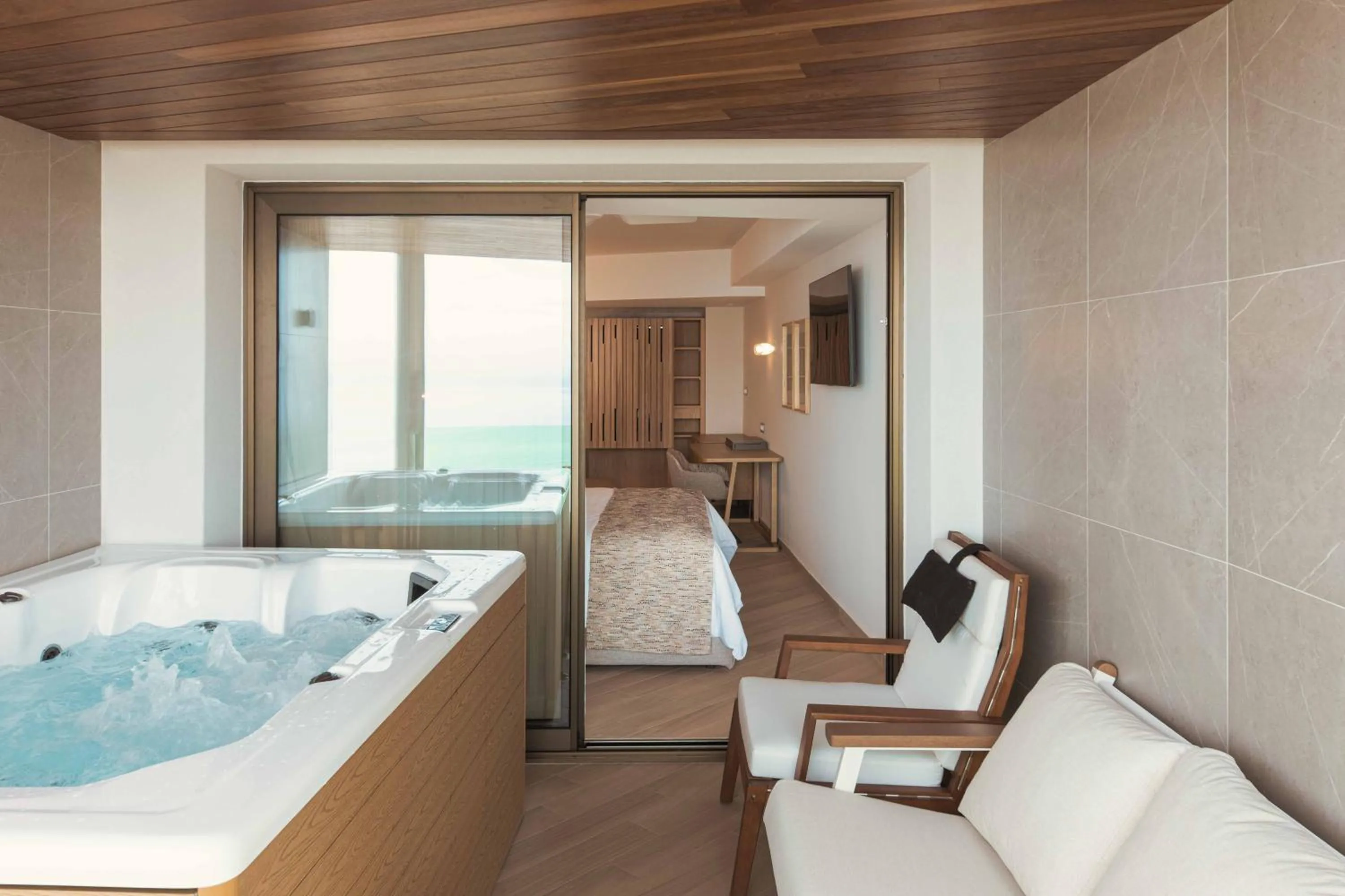 Balcony/Terrace, Bed in BIO BEACH Boutique Hotel - Adults Only