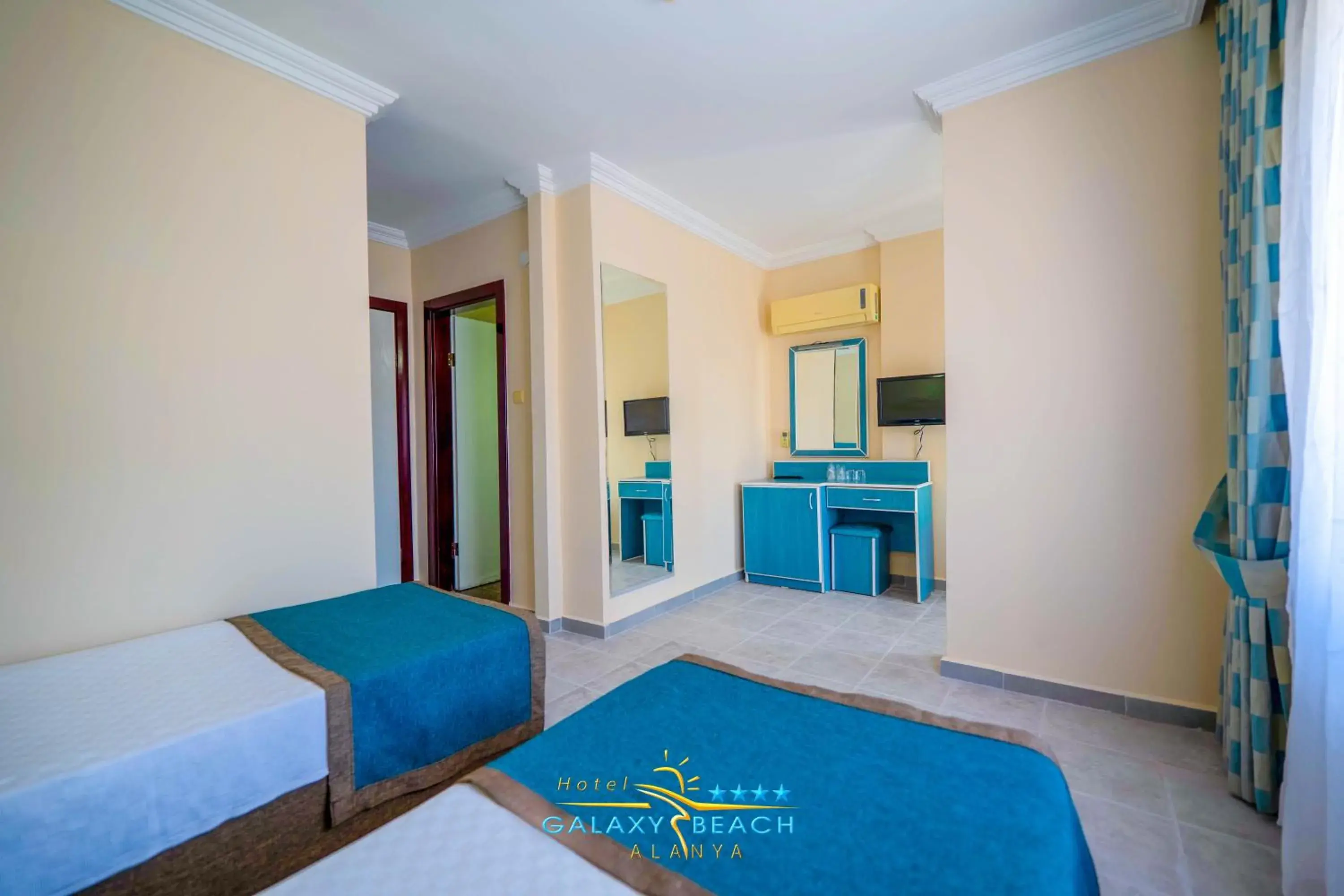 TV and multimedia, Bed in Galaxy Beach Hotel Alanya TV and multimedia, Bed in Galaxy Beach Hotel Alanya