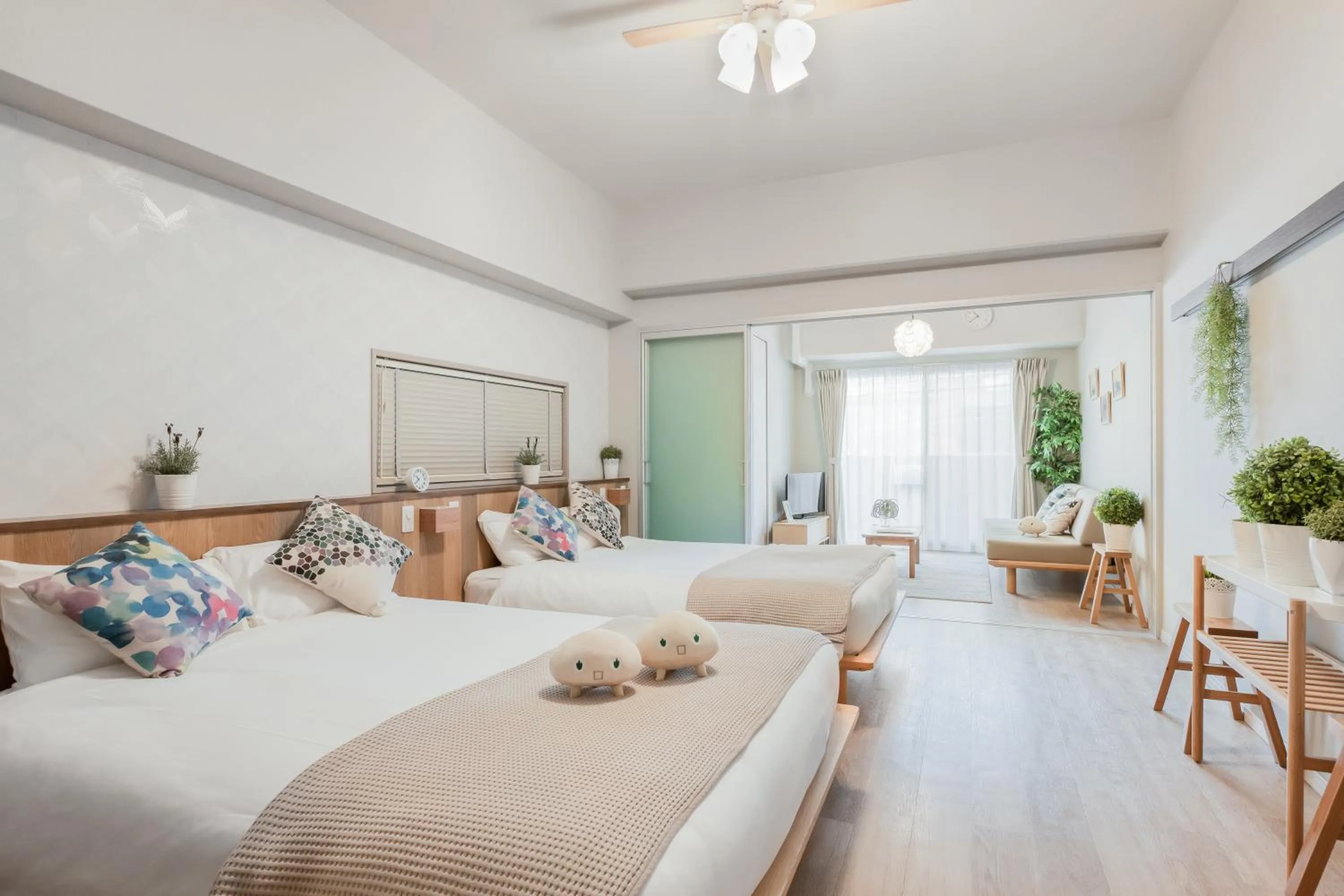 Photo of the whole room, Bed in Forestay Shinsaibashi