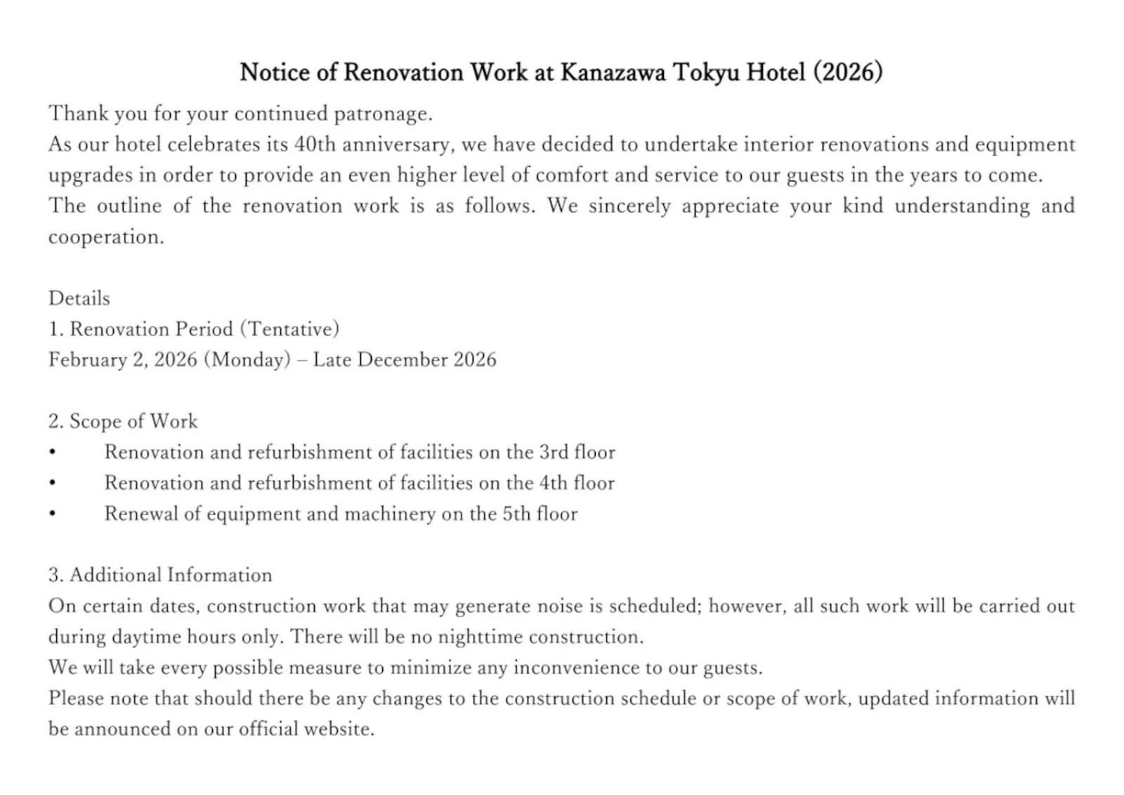 Property building in Kanazawa Tokyu Hotel